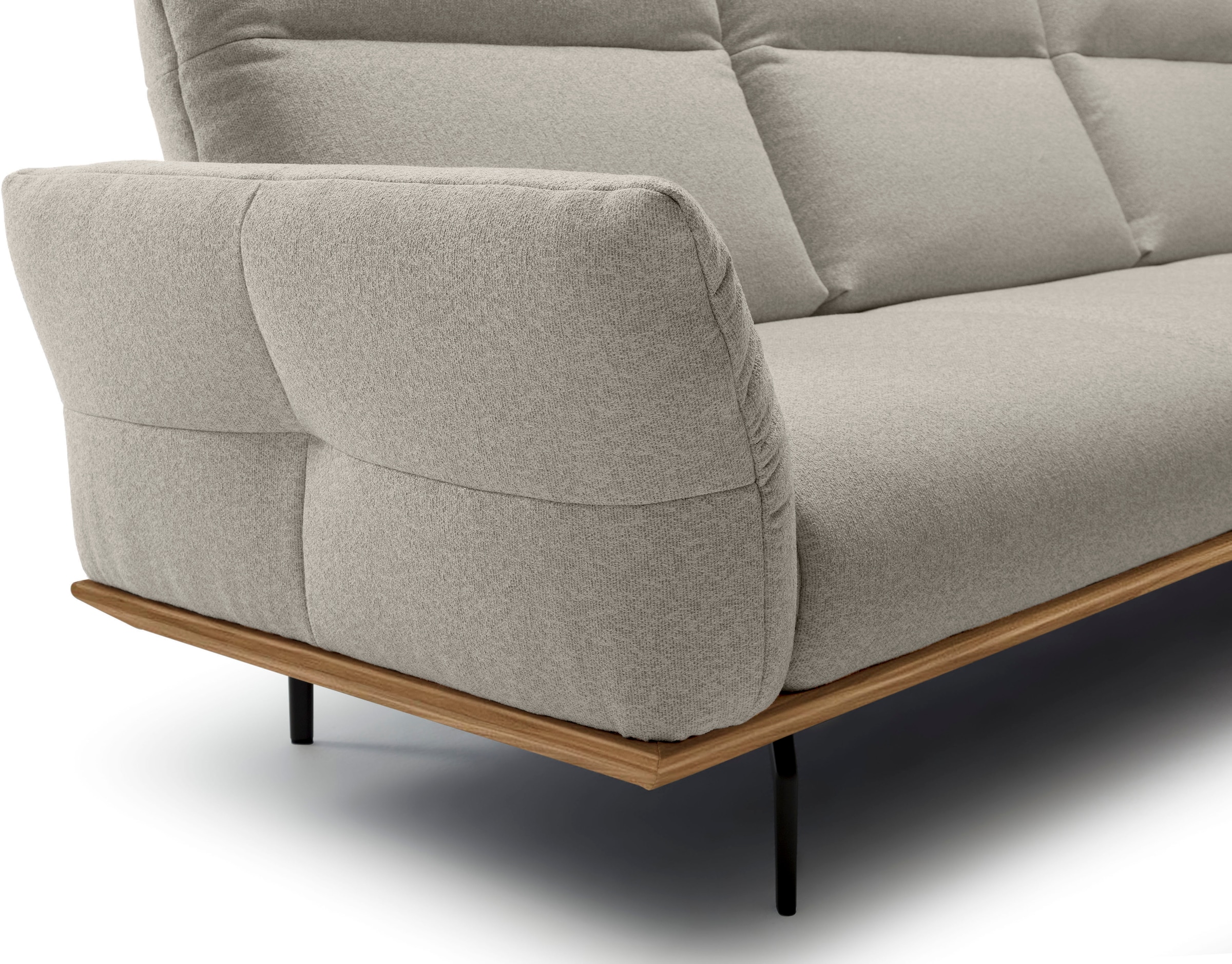 Creation BY ROLF BENZ Ecksofa »CR.460«, Sockel in Nussbaum, Winkelfüße in Umbragrau, Breite 298 cm