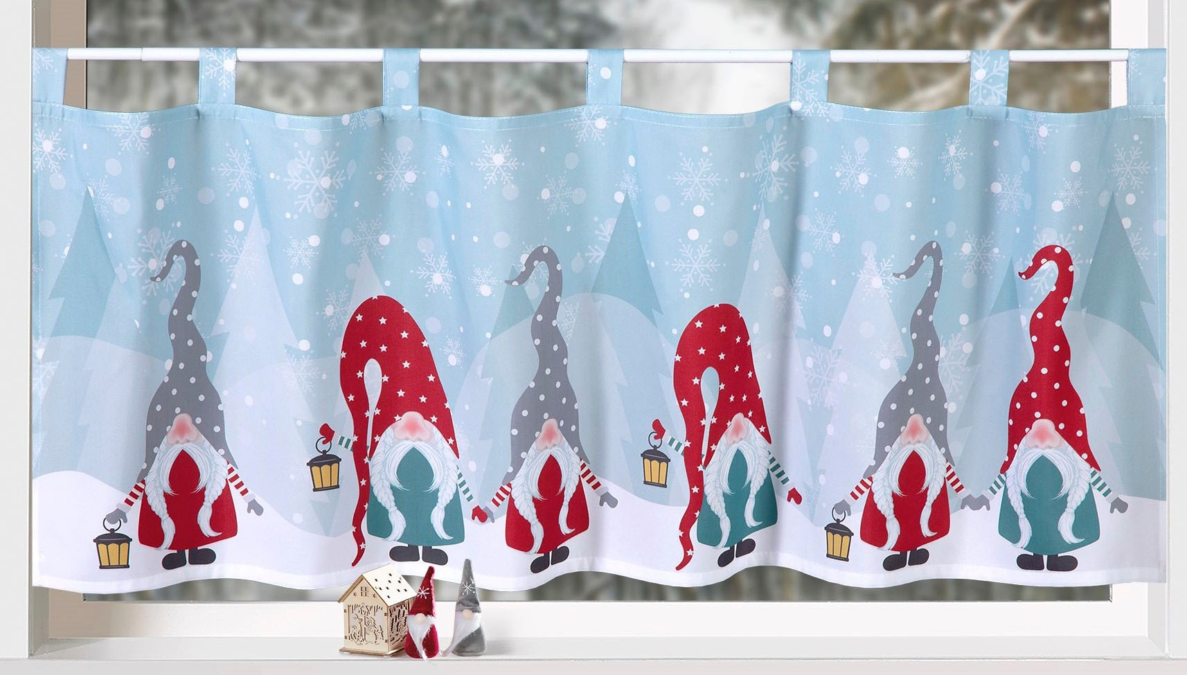 Weckbrodt Scheibengardine "Wichtel Winter" Schlaufen 1 Stk. tlg. Bistro, Mi günstig online kaufen
