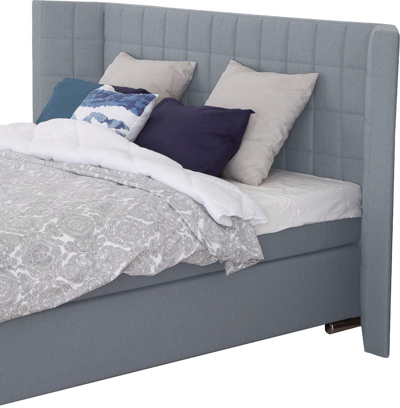 Places of Style Boxspringbett »Piazza«, mit Steppung und Kopfteil mit seitlichen Flügeln