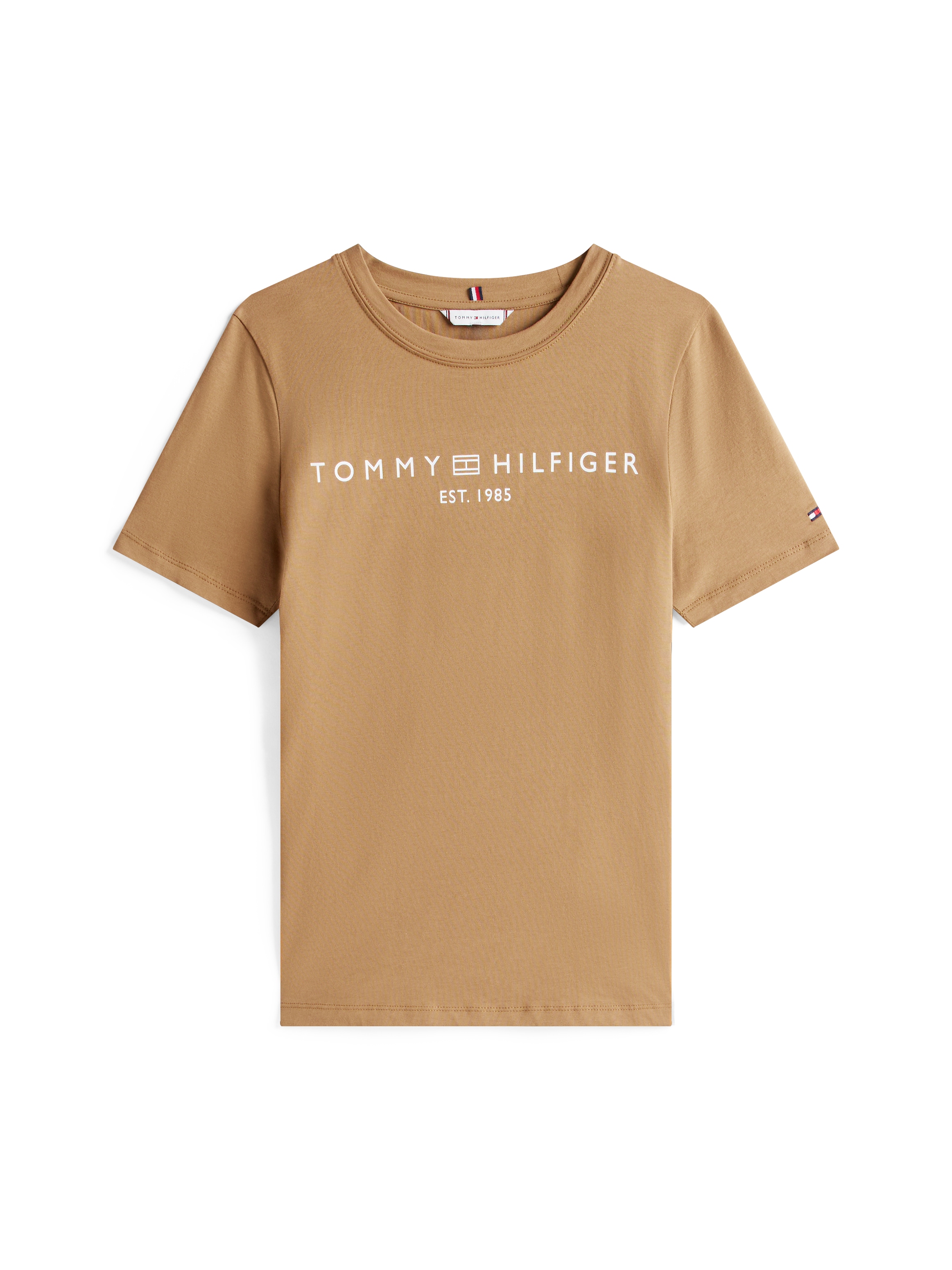 Tommy Hilfiger T-Shirt »REG CORP LOGO C-NK mit Logoschriftzug und Stickerei«, meliert, casual, regular fit, Baumwolle, Rundhals