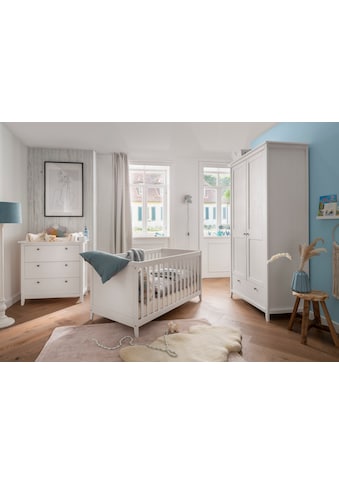 Babymöbel-Set »Solvita«, (Bett 70x140cm, Kleiderschrank 2trg, Kommode, Wickelaufsatz,...