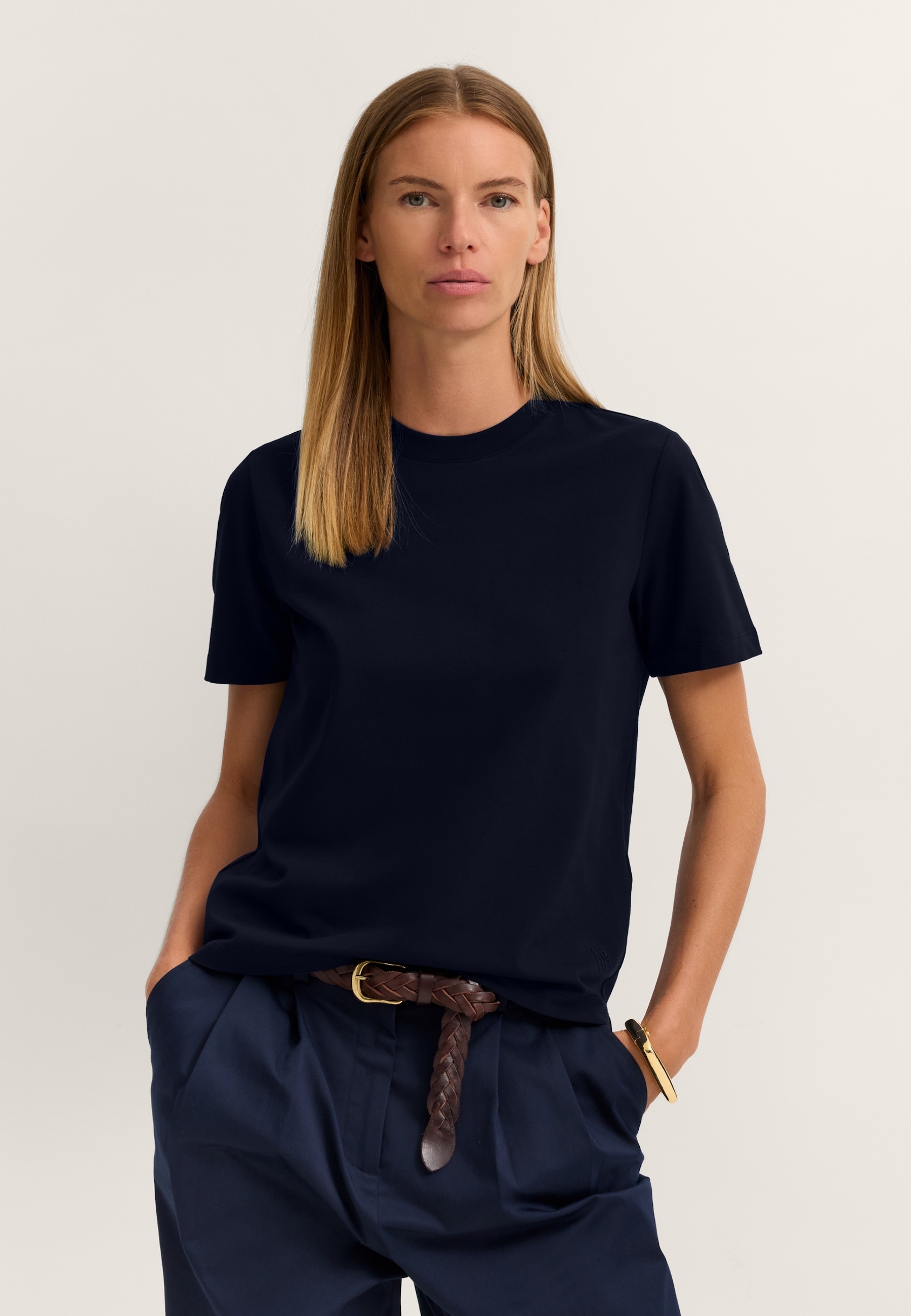 bugatti T-Shirt aus elastischer Baumwolle mit Rundhalsausschnitt günstig online kaufen