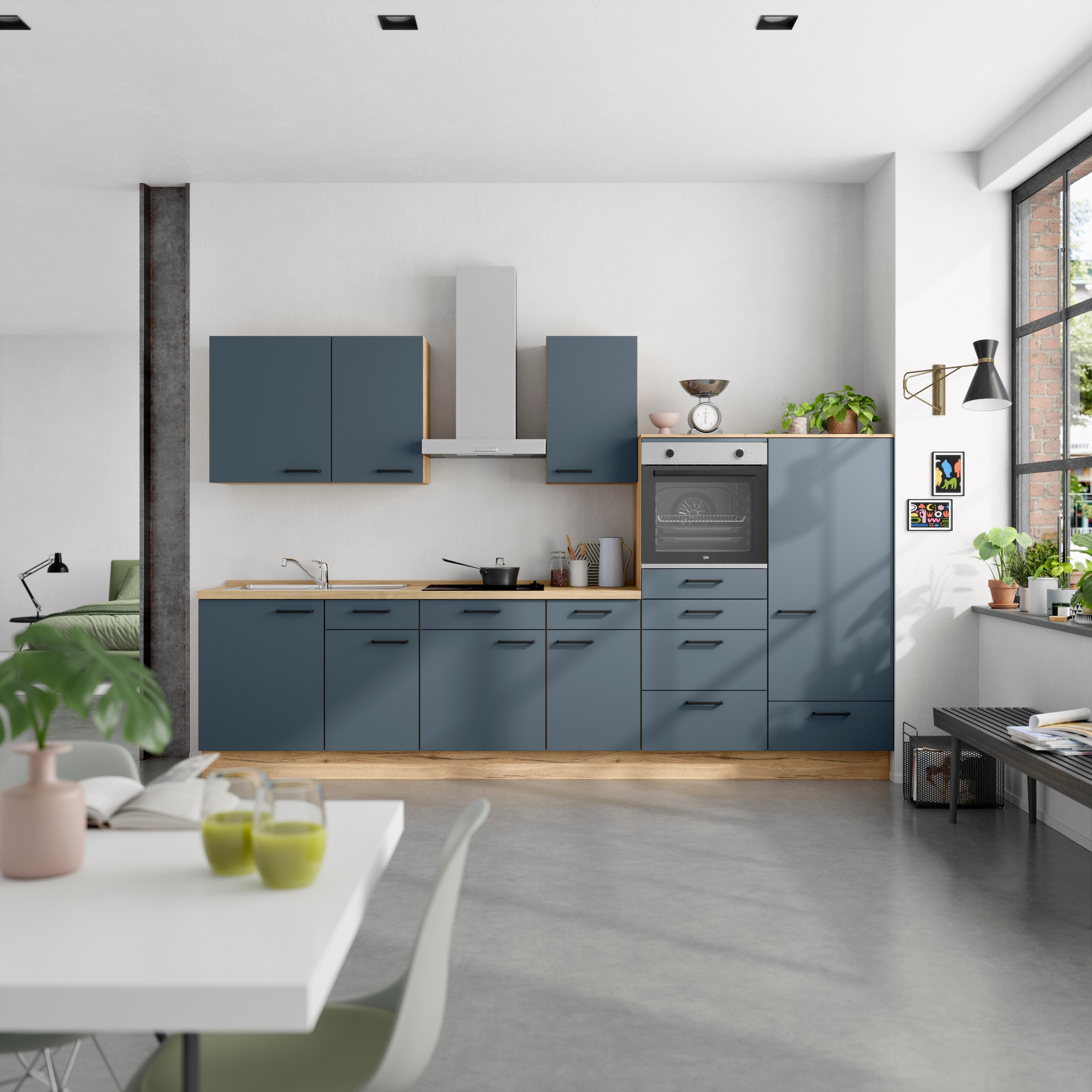 nobilia® Küchenzeile »"Easytouch I"« vormontiert,  Ausrichtung wählbar, Breite 330 cm, wahlw. mit E-Geräten