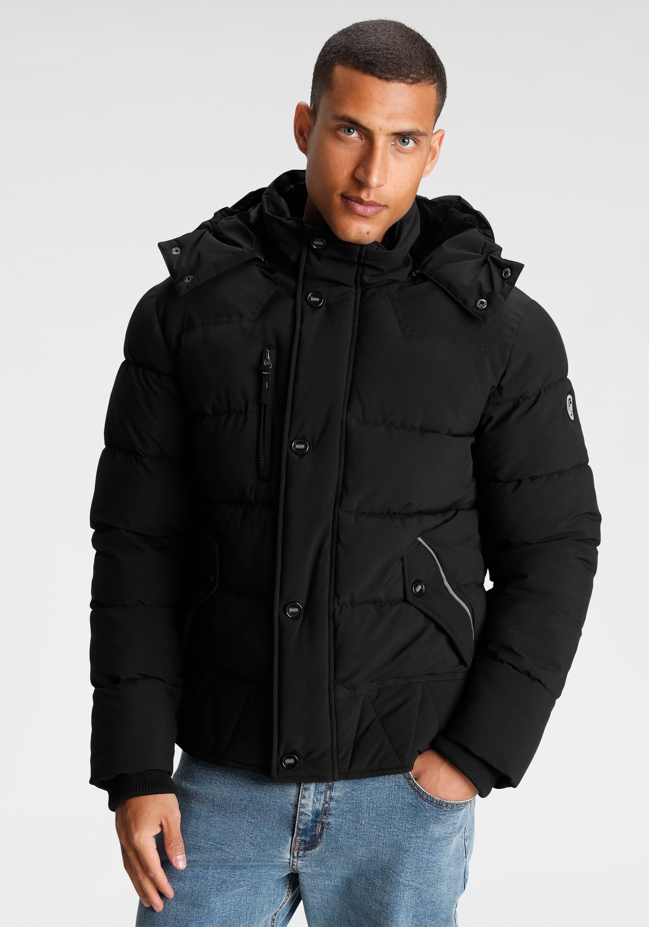 Bruno Banani Steppjacke mit Kapuze Winterjacke mit Fellimitat und abnehmbar günstig online kaufen