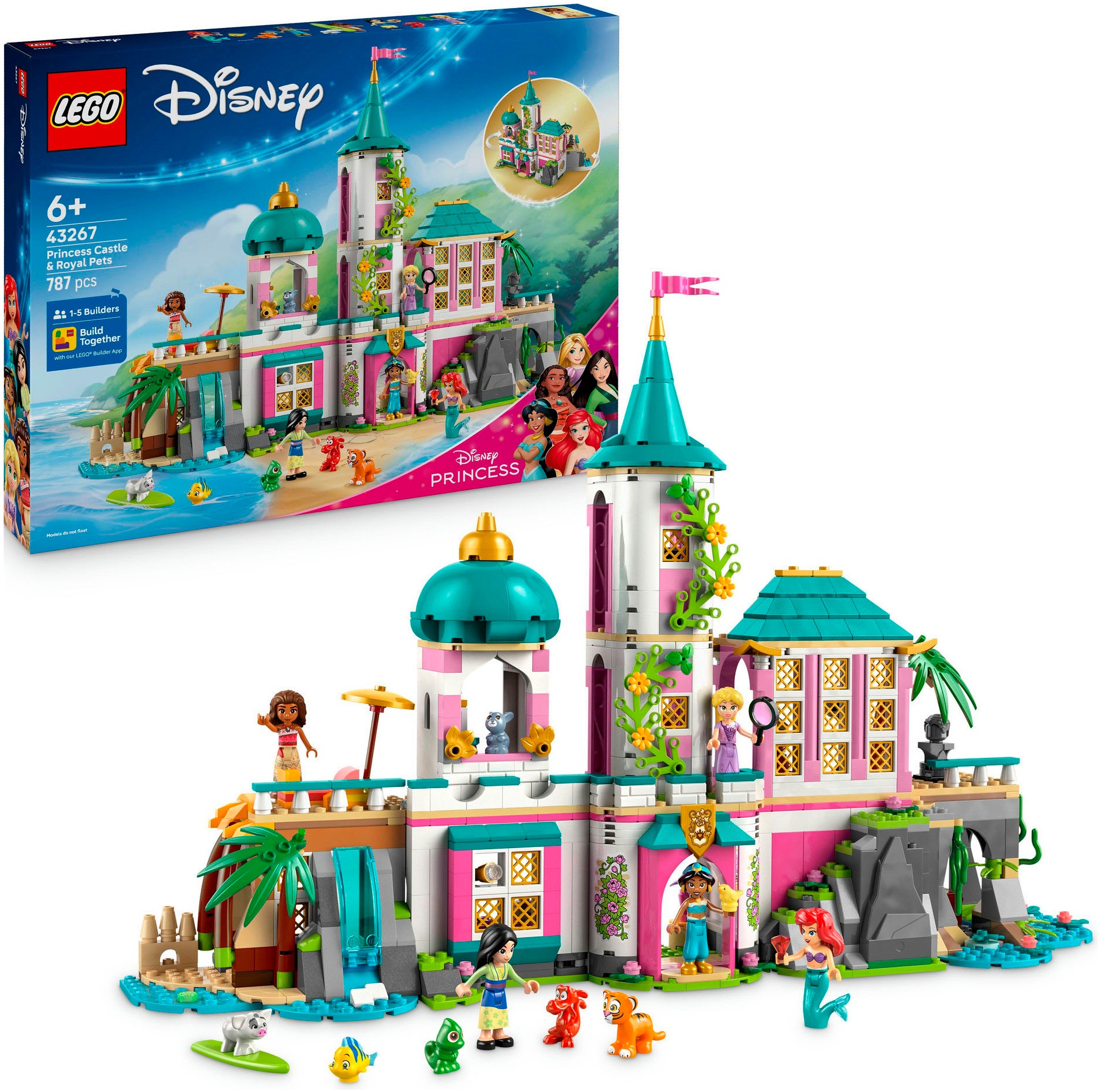 LEGO Kinder Konstruktionsspielsteine "Prinzessinnenschloss mit Haustieren (43267), LEGO Disney Princess", bunt, Kunststoff, Spielbausteine, Made in