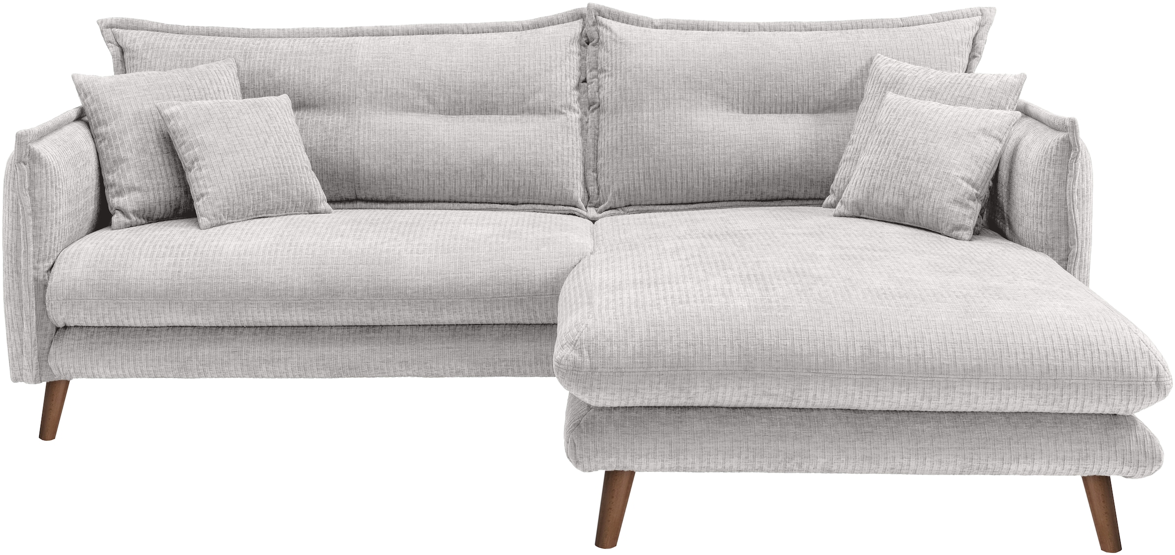 INOSIGN Ecksofa »Lazio modern und bequem, schmale Armlehnen, tolle Detailverarbeitung«, zwei verschiedene Fußfarben wählbar