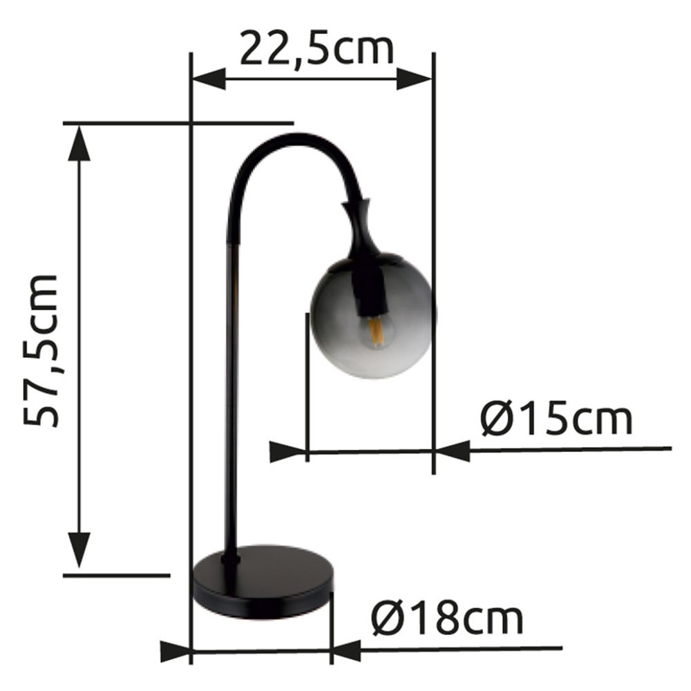 GLOBO LIGHTING Tischleuchte »DALTON«, Leuchtmittel E27 | ohne Leuchtmittel, Tischlampe/Glaskugeln rauchfarben/schwarz/Wohnzimmer/Schlafzimmer