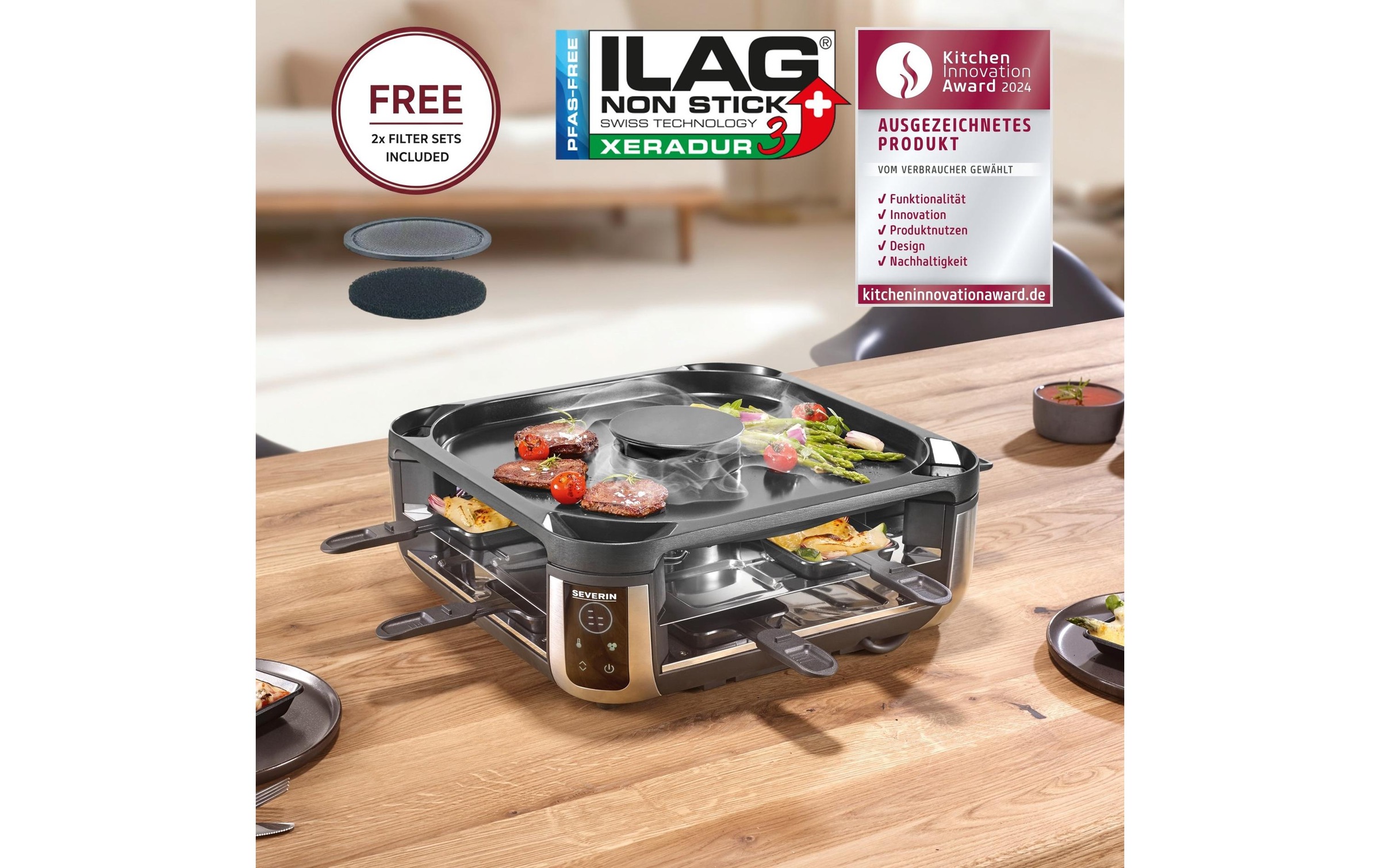Severin Raclette »RG 2379 Smokeless 8 Personen« 8 Stk. Raclettepfännchen 1.900 W