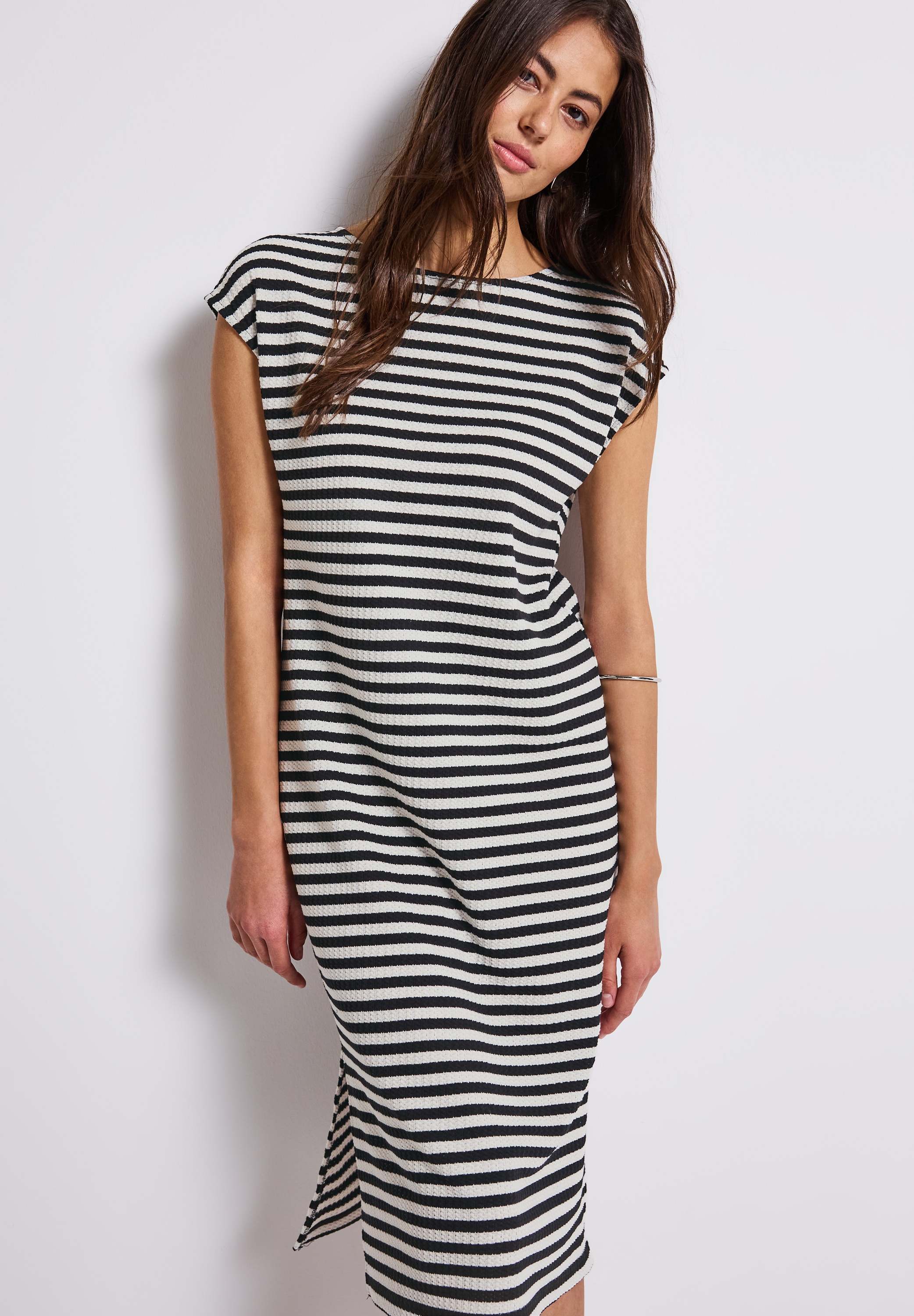 STREET ONE Midikleid Ohne Taschen mit Streifen