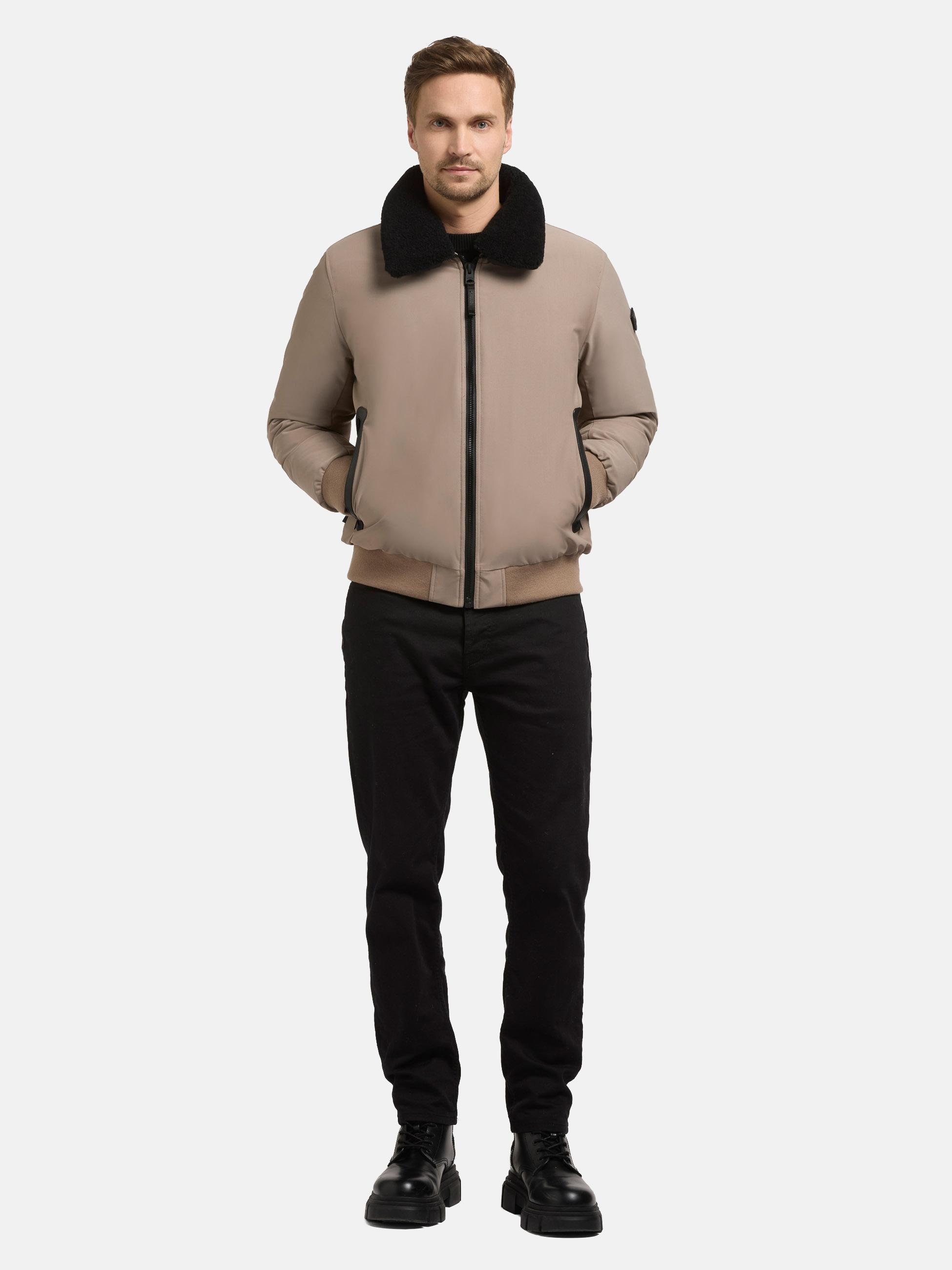 khujo Outdoorjacke "Ginster" ohne Kapuze Herren Winterjacke mit Teddyfleece-Besatz und magnetischen Details