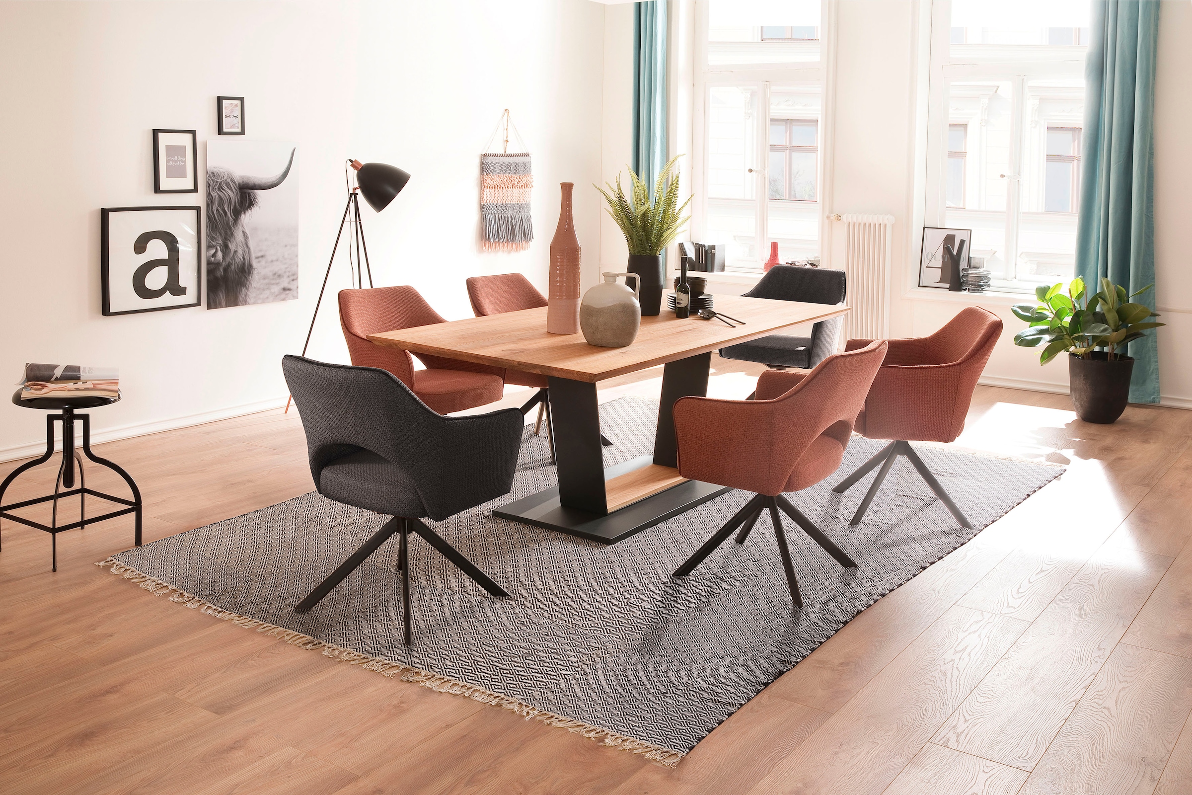 furniture 4-Fußstuhl 2 | mit MCA Velourstoff »Tonala«, kaufen BAUR Nivellierung 180° St., grob, drehbar (Set),