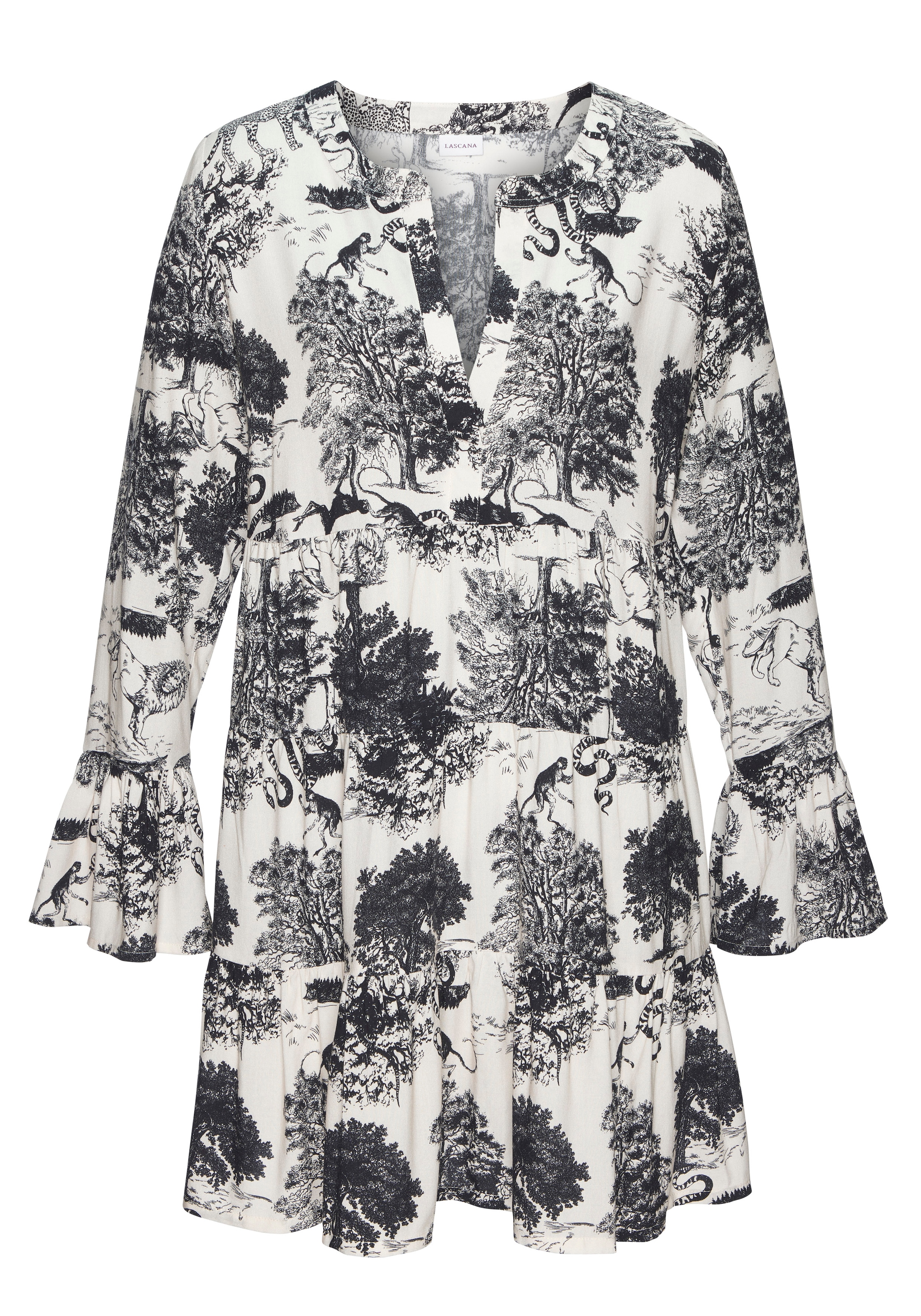 LASCANA Strandkleid mit Alloverdruck, Tunika, Blusenkleid aus Viskose günstig online kaufen