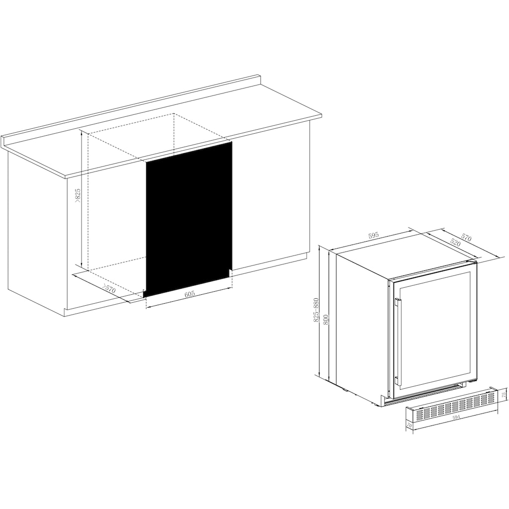 Amica Weintemperierschrank »WK 341 111 E«, für 46 Standardflaschen á 0,75l, Standkühlschrank