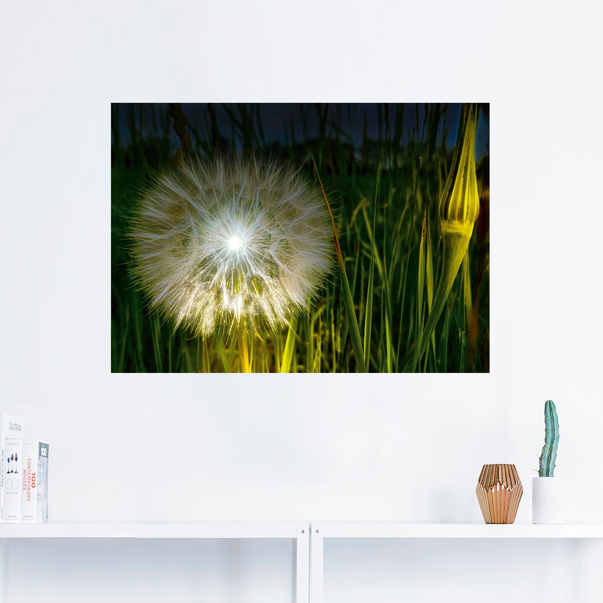 Artland Wandbild »Pusteblume Nachts beleuchtet.«, Blumenbilder, (1 St.), als Alubild, Leinwandbild, Wandaufkleber oder Poster in versch. Größen