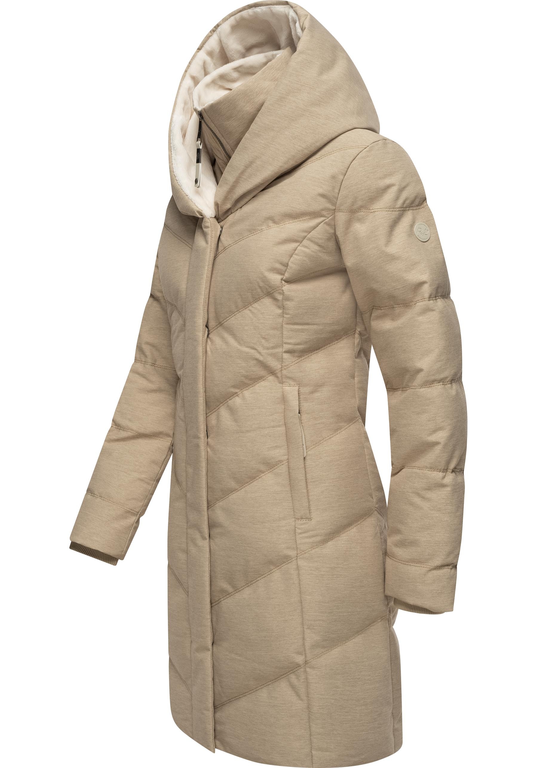 Ragwear Steppmantel »Natalka Cosy«, Damen Wintermantel mit flauschigem Kunstfell am Kragen