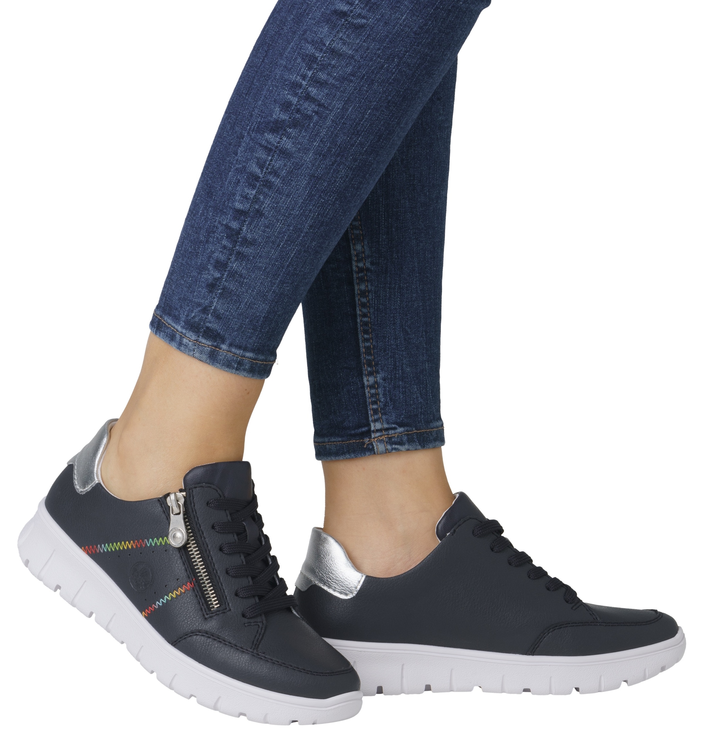 Rieker Sneaker, Schnürschuh, Halbschuh, Freizeitsneaker, seitlicher Reißverschluss