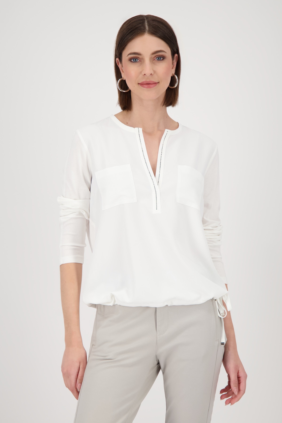 Monari Schlupfbluse "Schluse Basic Schmuck", Mit Rundhalsausschnitt mit Sch günstig online kaufen