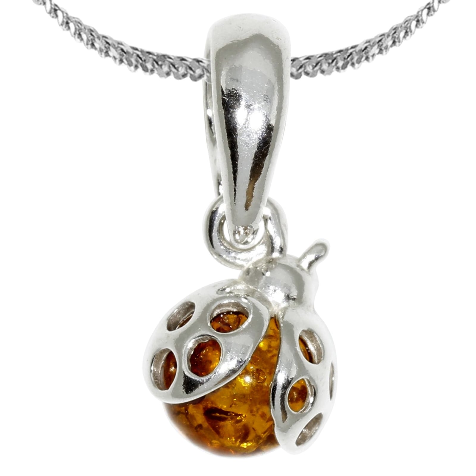 Kette mit Anhänger OSTSEE-SCHMUCK "Ostsee-Schmuck Kette mit Anhänger kleiner Marienkäfer" Gr. 42, silber, Halsketten, Damen, 42cm, Silber 925 (Sterlingsilber), L: 40 4