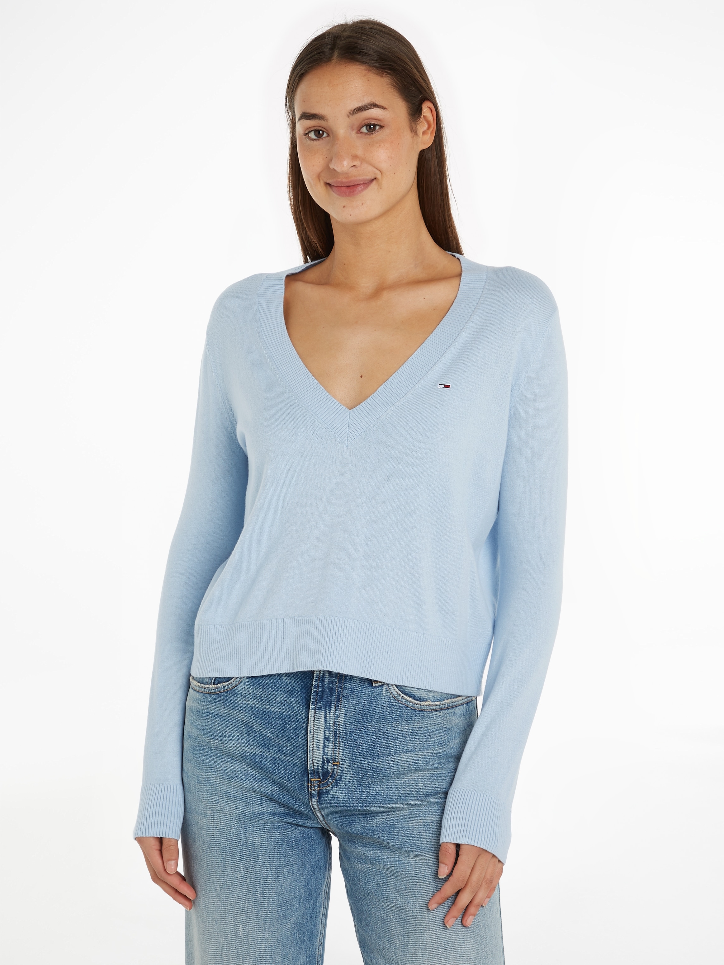 Tommy Jeans V-Ausschnitt-Pullover "TJW ESSENTIAL VNECK SWEATER EXT", mit Lo günstig online kaufen