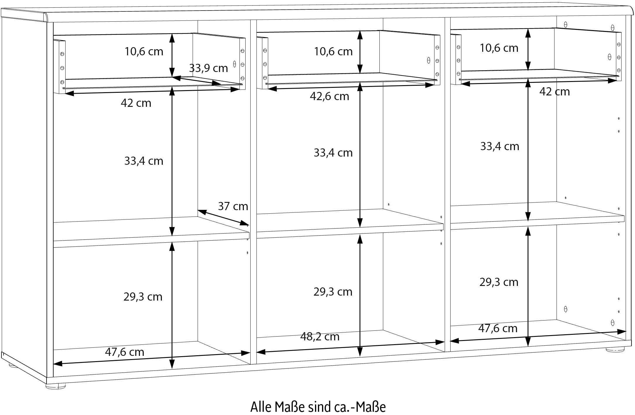 FORTE Sideboard »Akinori«, Sideboard, Holzoptik, MDF Front, Metallgriffe, Soft Close, Vollauszug