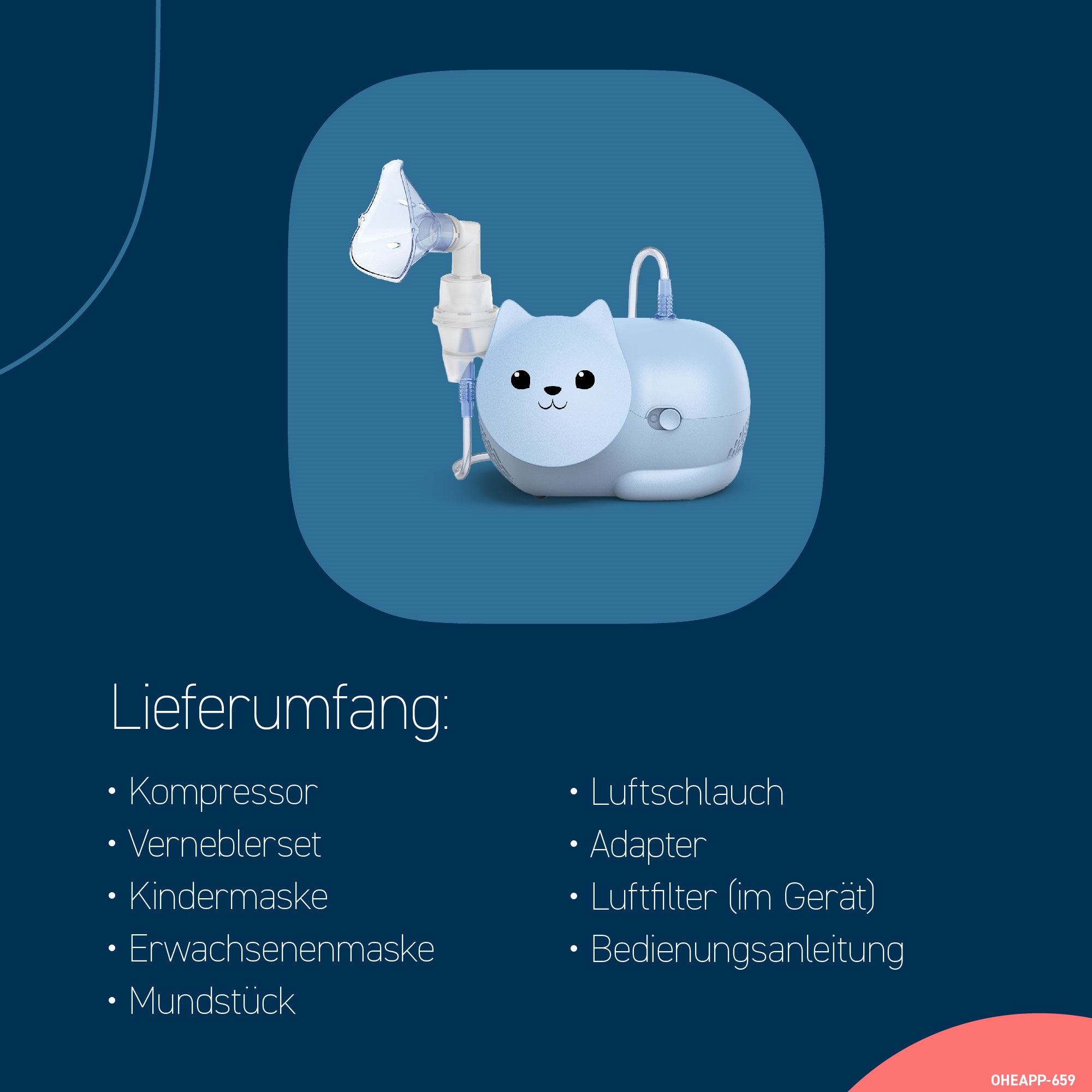 Omron Inhalationsgerät »Nami Cat, effiziente Behandlung von Atemwegserkrankungen bei Kindern« kinderfreundliches Inhalationsgerät