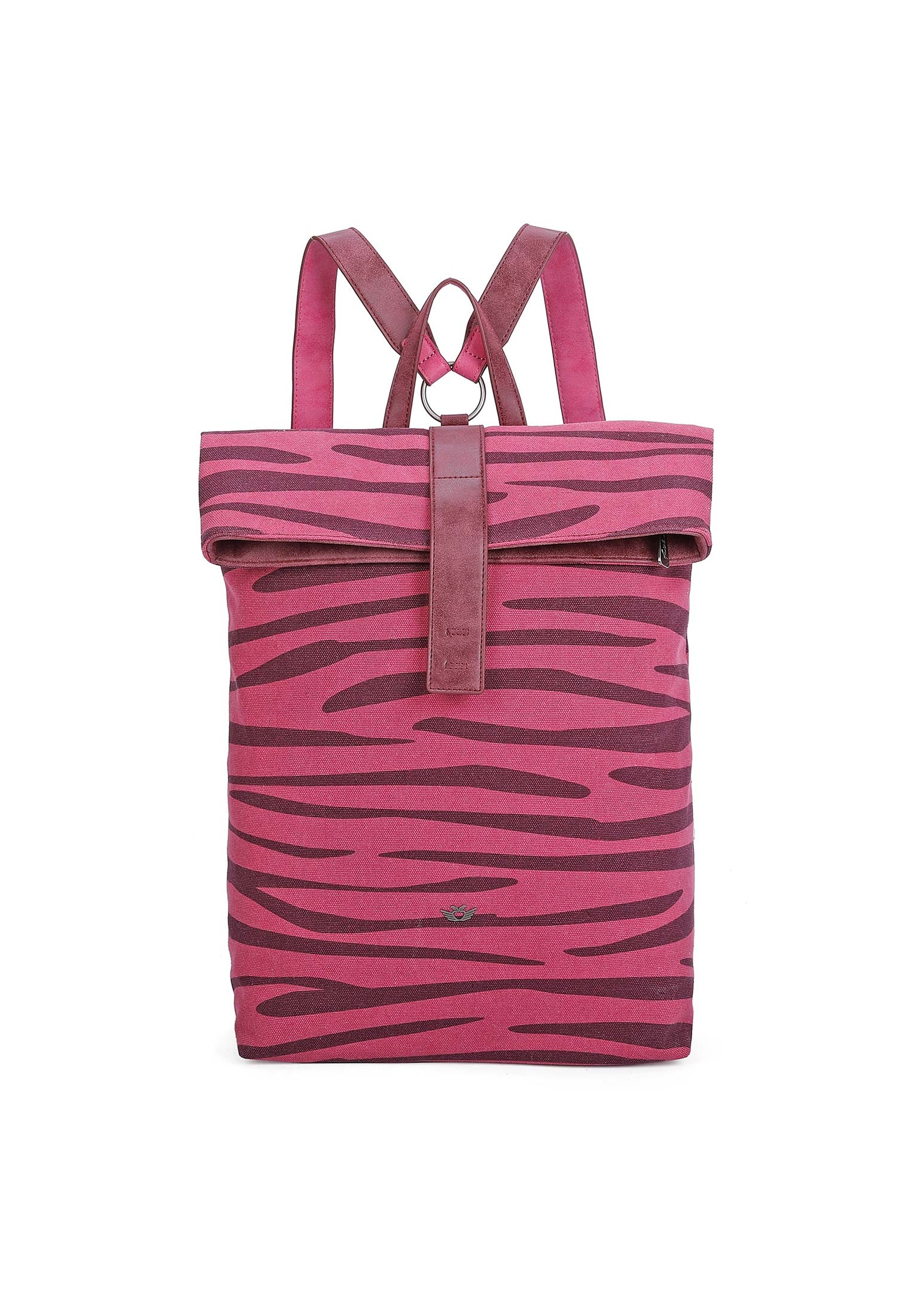 Fritzi Aus Preußen Cityrucksack FRITZI AUS PREUSSEN "Izzy03", Damen, Gr. B/H/T: 18cm, pink (pink, braun), Baumwolle, Kunstfaser, Rucksäcke Cityrucksack, mit stufenlosvertellbaren Trägern