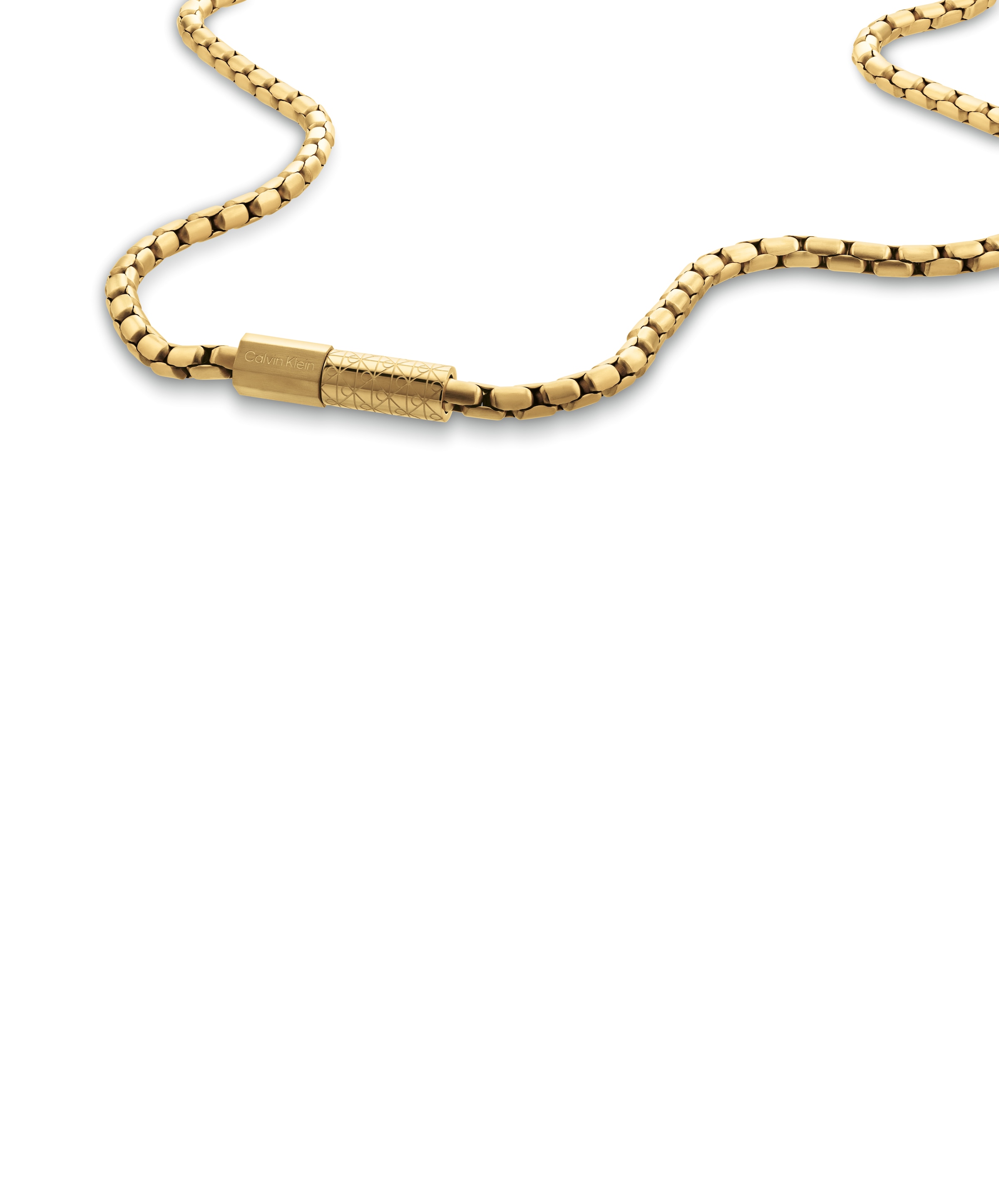 CALVIN KLEIN Herren Edelstahlkette "CONTOURED BARREL", Edelstahl, L: 61 B: 4mmgelbgoldfarben, Edelstahl, B:4mm, Halsketten