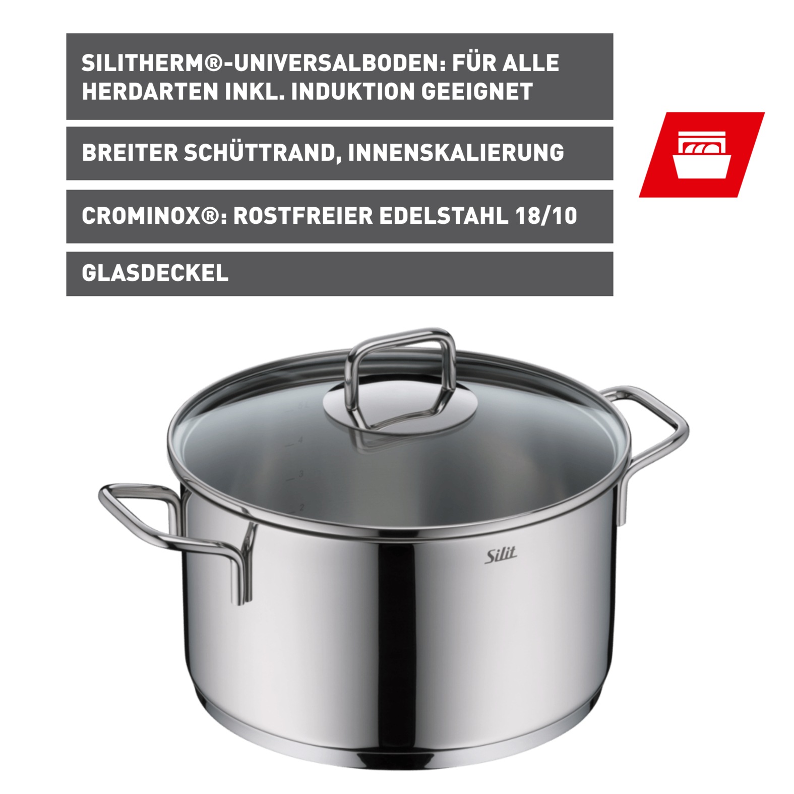 Silit Kochtopf "Extra Cook, mit Glasdeckel" 2 Stk. tlg. Edelstahl 18/10 günstig online kaufen