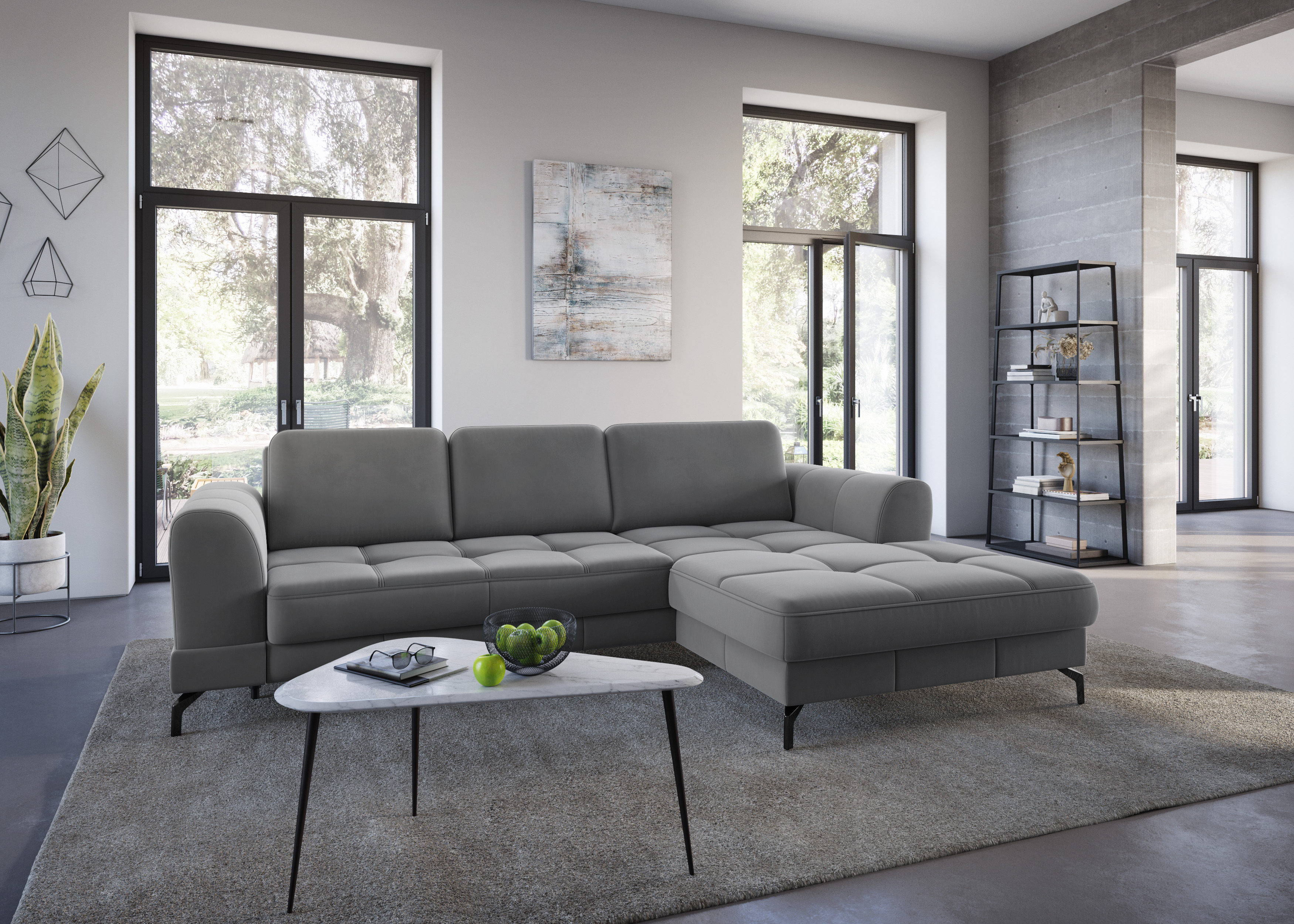 sit&more Ecksofa "Bendigo L-Form" inklusive Sitztiefenverstellung, Bodenfreiheit 12 cm, in 2 Fußfarben
