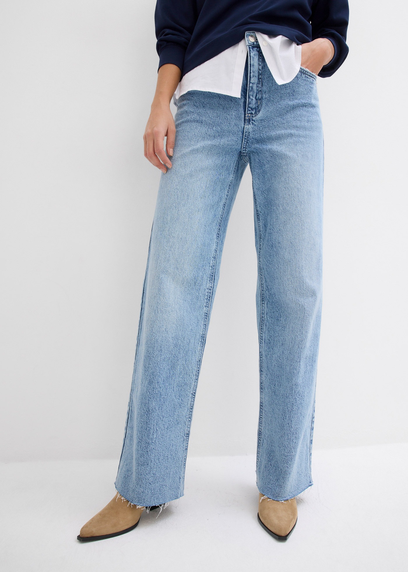 bonprix 1 tlg. Loose Fit, High Waist, mit Elasthan, aus leichter Baumwolle