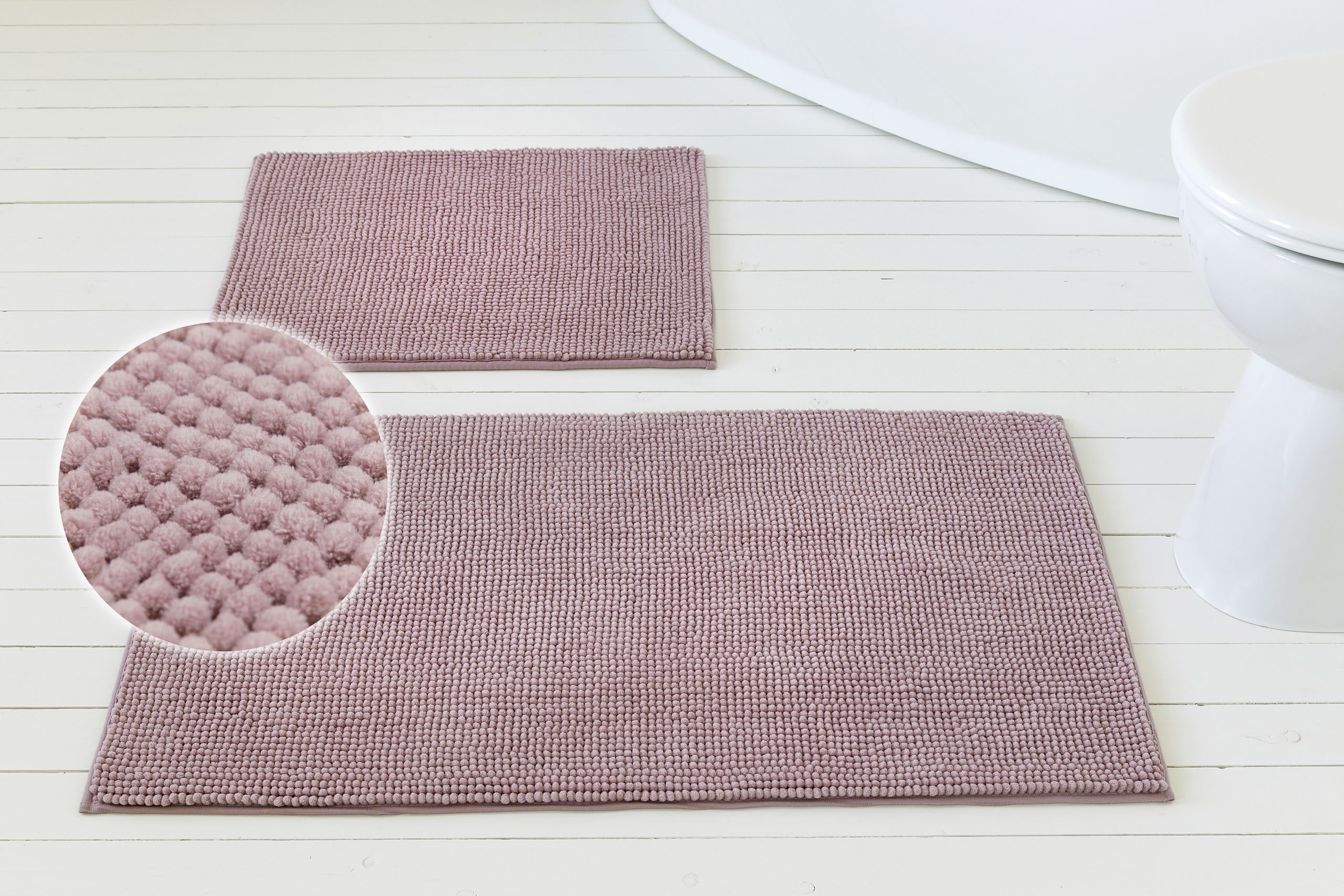 OTTO home 1100000002199 "Kaelan, weicher Chenille" Höhe 14 mm rutschhemmend beschichtet fußbodenheizungsgeeignet Badvorleger, Badteppich weiches Chenille, pastellfarben, Badezimmer