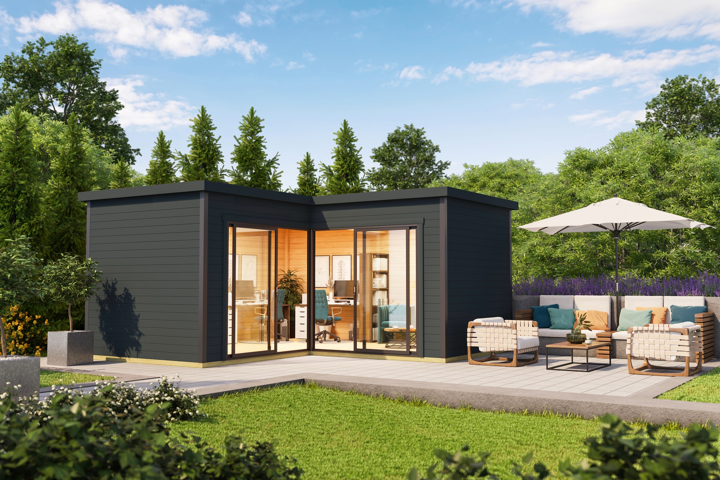 LASITA MAJA Gartenhaus "DOMEO 6 CARBONGRAU/ANTHRAZIT" Fundamentmass 5000 x günstig online kaufen
