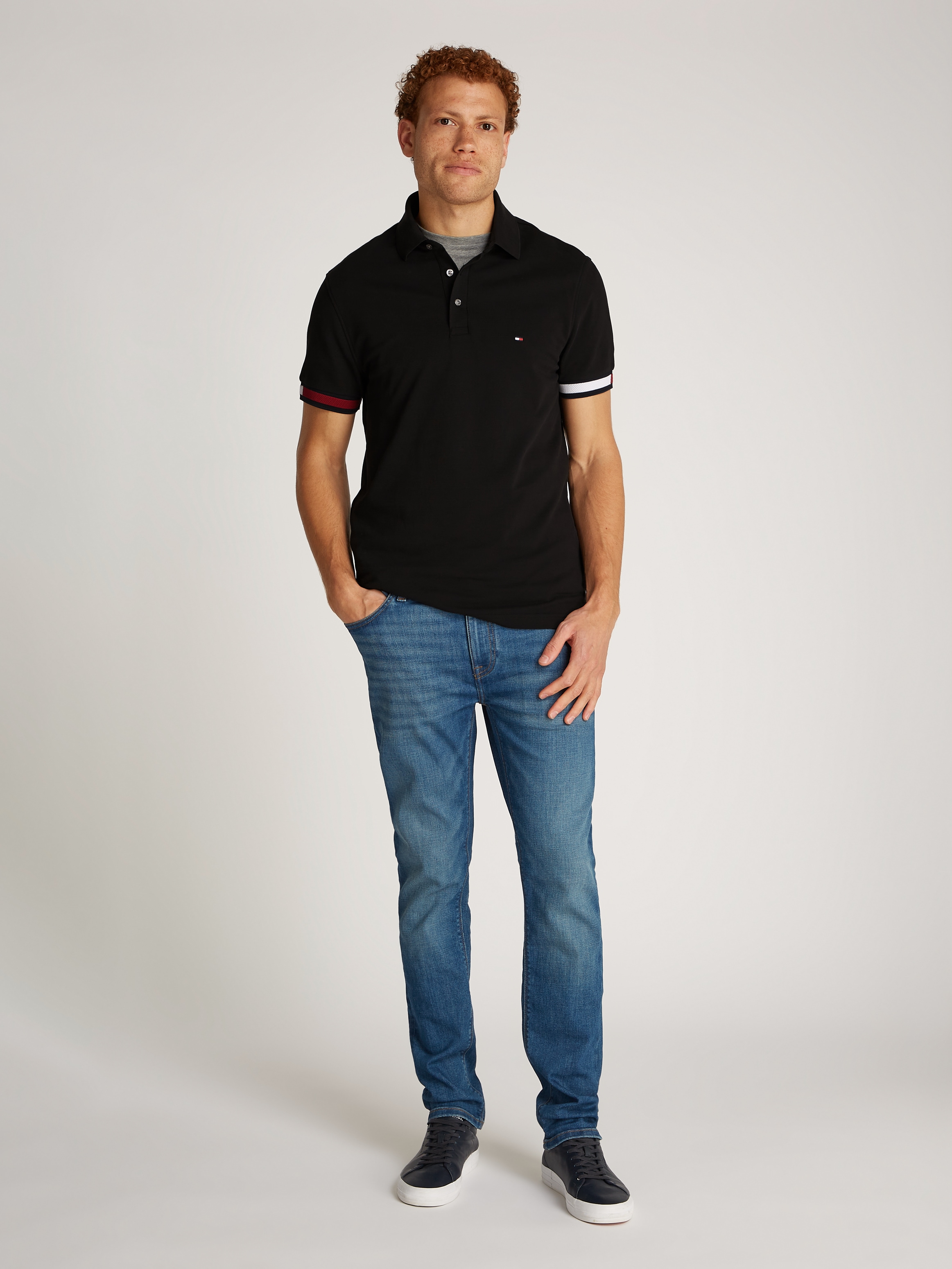 Tommy Hilfiger Poloshirt »FLAG CUFF SLIM POLO«, mit Kontrast-Details