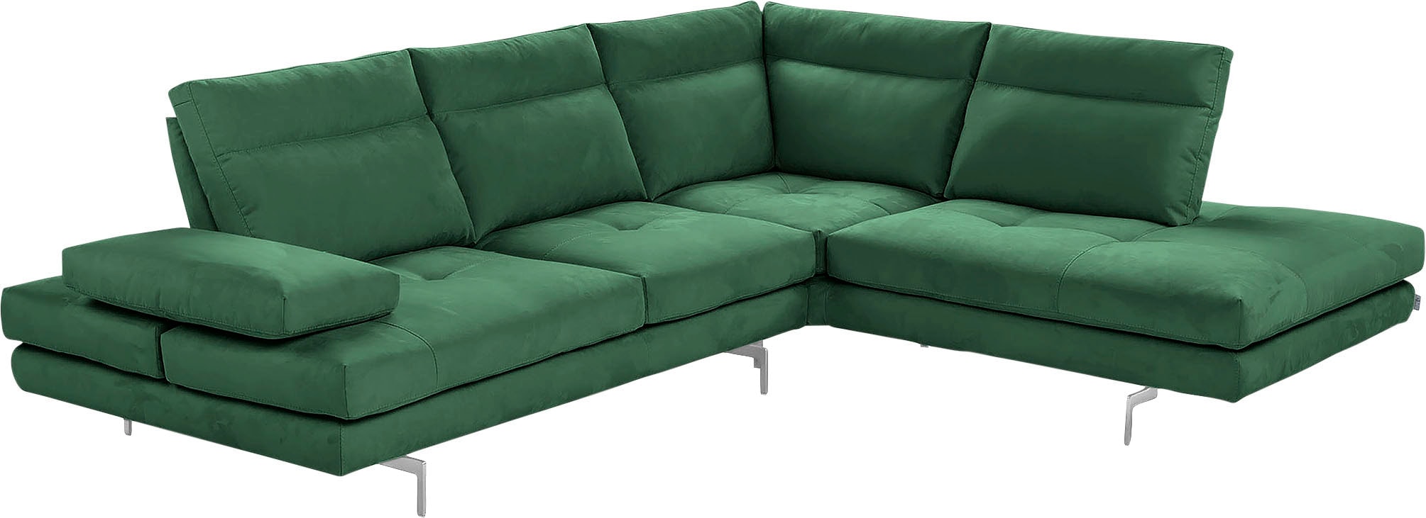 CALIA ITALIA Ecksofa "Toby Wing, B/T: 288/232 cm, Multifunktionssofa, Designsofa, L-Form" Sitztiefenverstellung und Armteilfunktion, Füße chrom glänzend