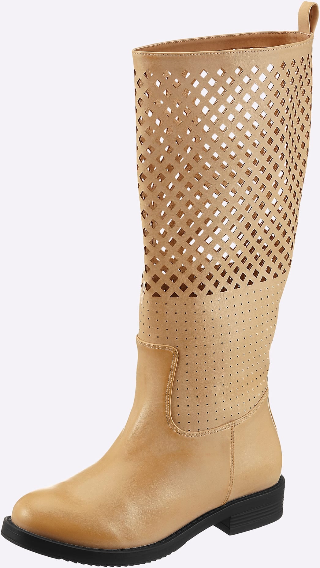 HEINE Damen Stiefel, Gr. 38, beige, Synthetik, Schuhe