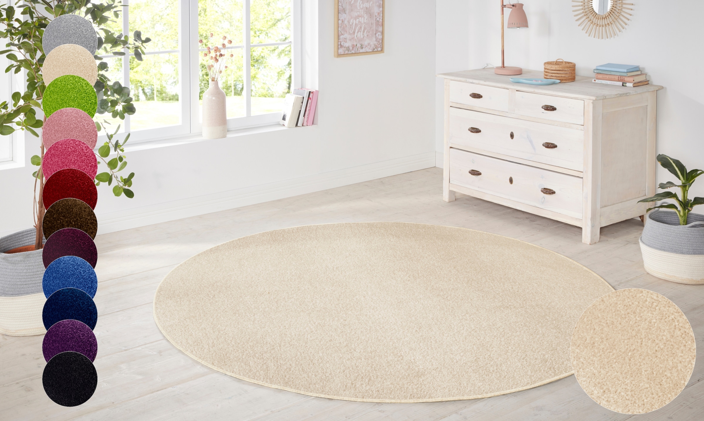 HANSE Home Teppich "Shashi" rund 8,5 mm Höhe Kurzflor, Unifarben, Teppich, günstig online kaufen
