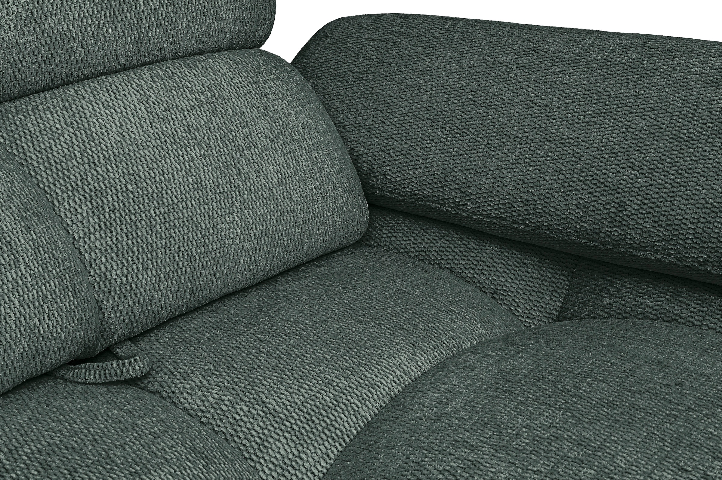 WERK2 Ecksofa »Prado-S Designer Sofa in L-Form mit Bubble-Optik, 285 cm breit« Sitztiefenverstellung an allen 3 Rückenelementen & Schwebe-Optik