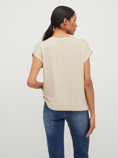 Vila Kurzarmshirt »VIELLETTE S/S SATIN TOP - NOOS«, Satin Optik