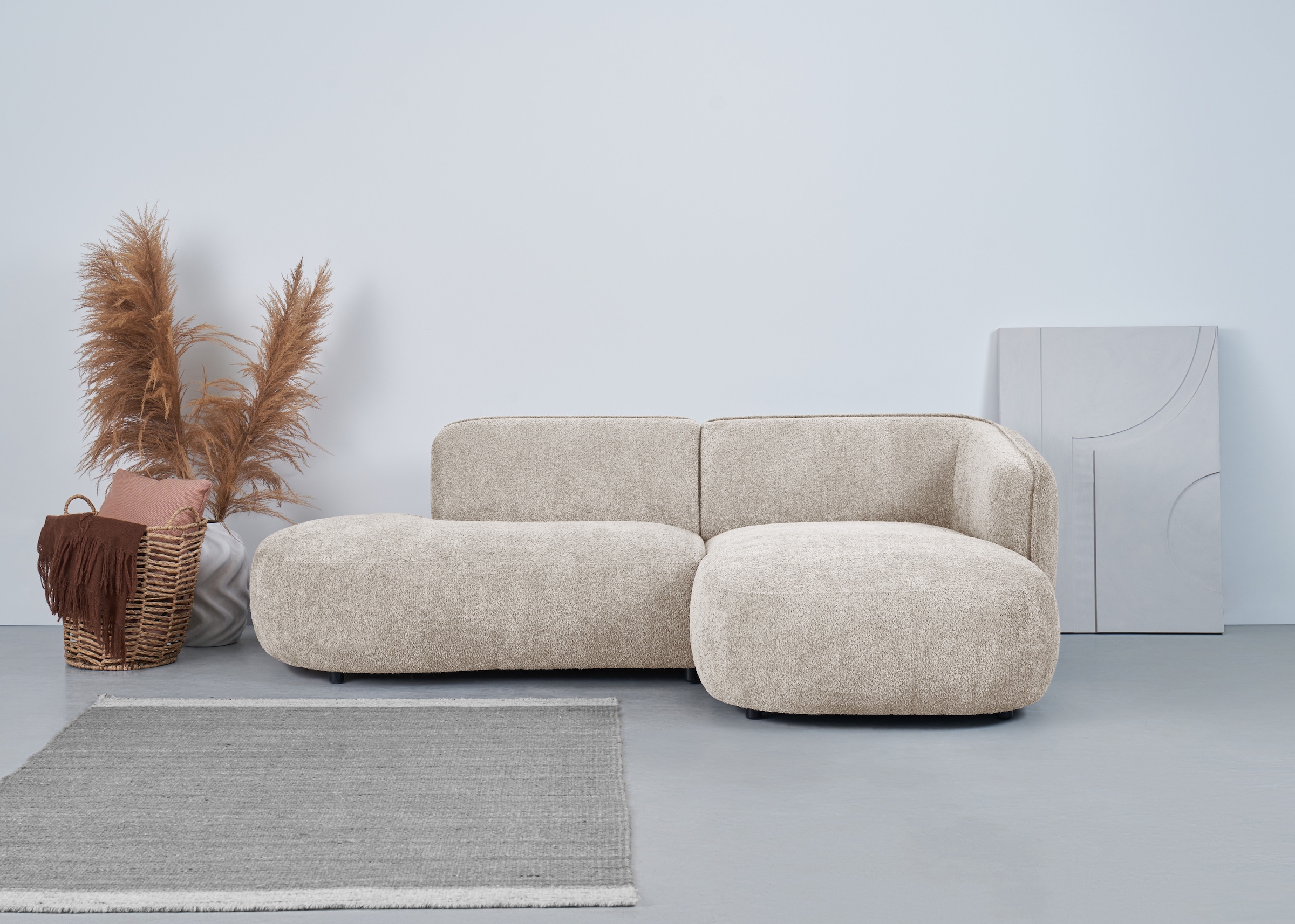OTTO home Ecksofa "OSTRUP Rundsofa, L-Form, Naturtöne, Boucle oder Chenille" Breite 278 cm, organische Form mit sanften Rundungen