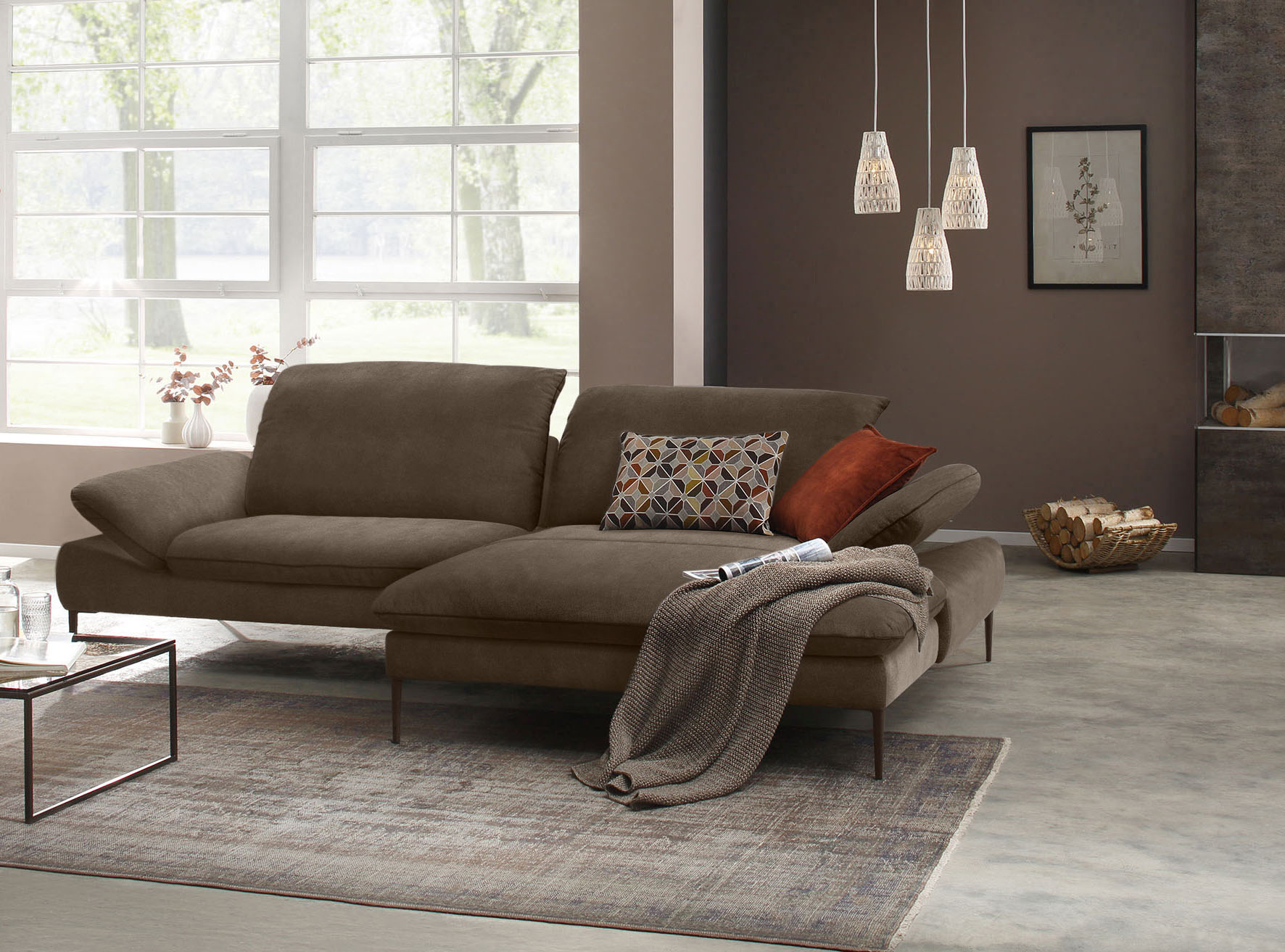 W.SCHILLIG Ecksofa "enjoy&MORE, Designsofa, elegant und bequem, L-Form" Sitztiefenverstellung, Füße bronze pulverbeschichtet, Breite 294 cm