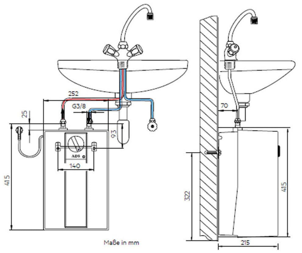 AEG Haustechnik Kleinspeicher »Huz 5 Basis, Untertischboiler 5 Liter«, Niederdruck, mit Stecker