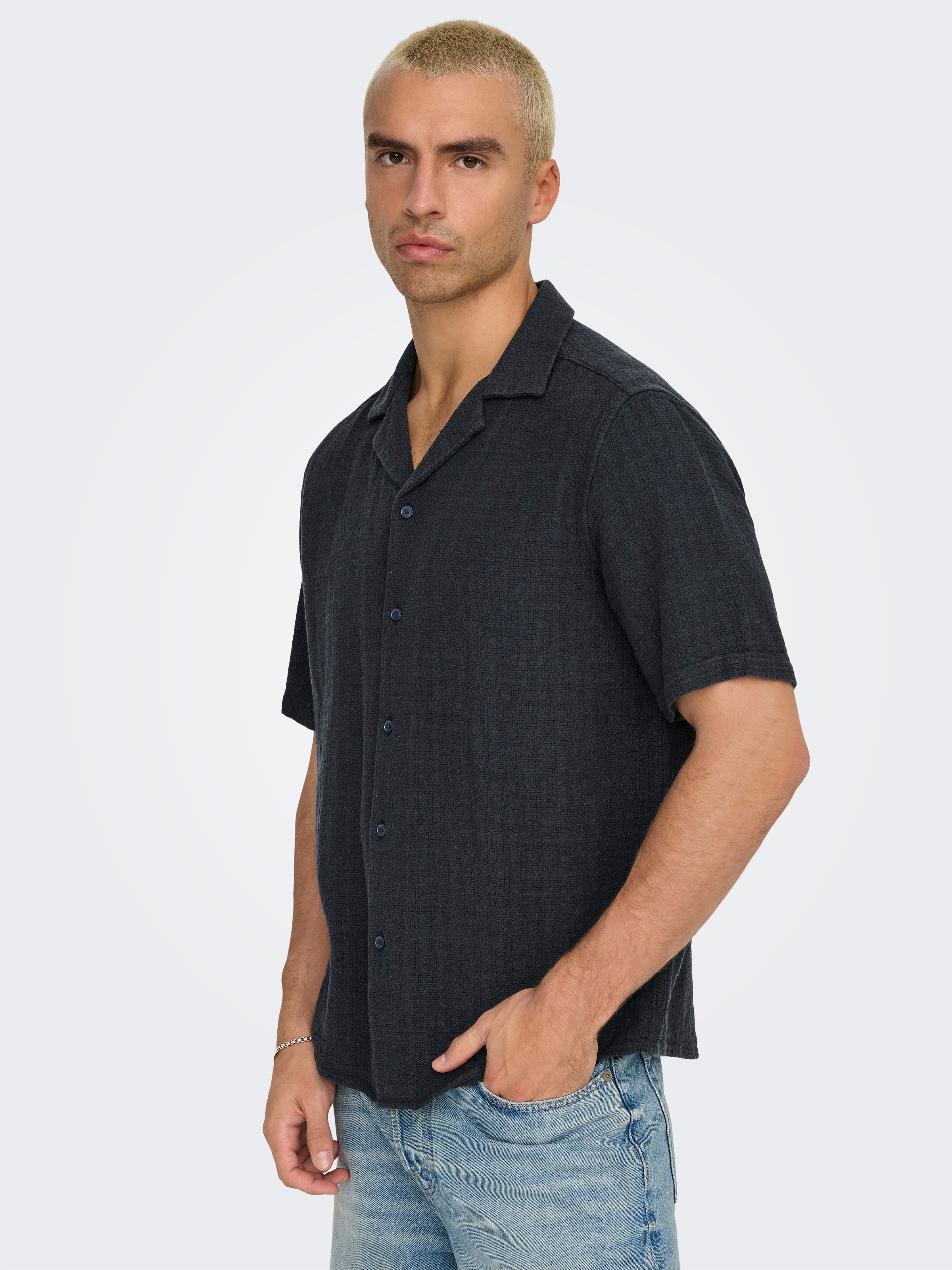 ONLY & SONS Kurzarmhemd »ONSLATHAM RLXSS RESORT LINEN STRUC 0257«