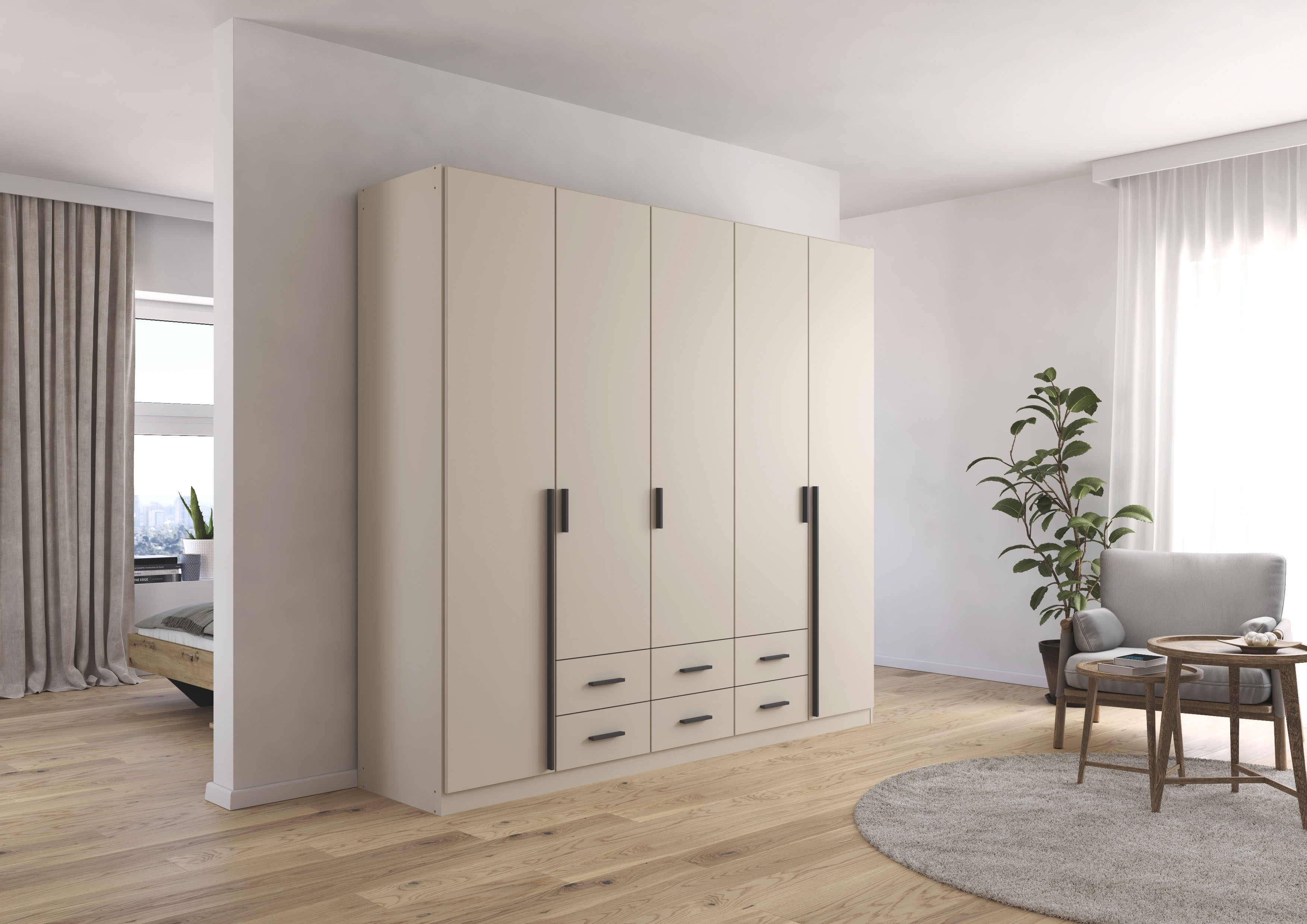 rauch Drehtürenschrank "Kleiderschrank Garderobe GAMMA Breiten 226 cm" in 3 Ausstattungen BASIC/CLASSIC/PREMIUM (inkl. SOFT-CLOSE-Funktion), mit Schubladen, verschiedene Griff-Varianten TOPSELLER MADE IN GERMANY
