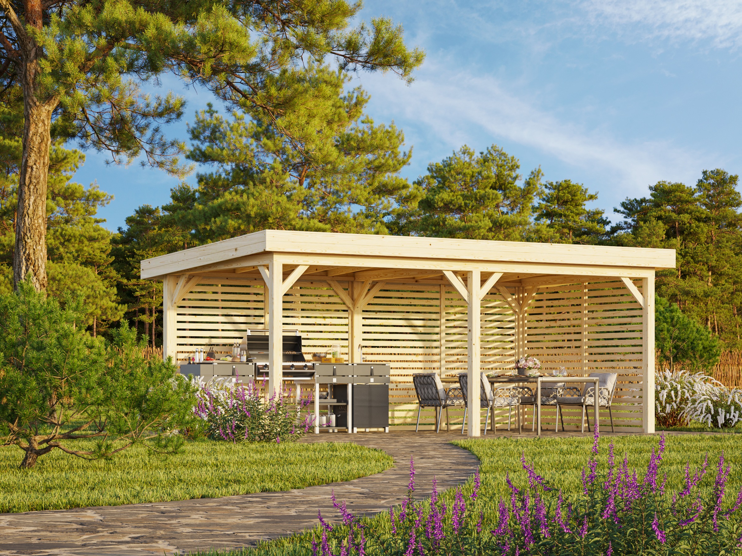 Palmako Holzpavillon »Lenna 16,6 m² Set 309« BxTxH: 628x340x245 cm