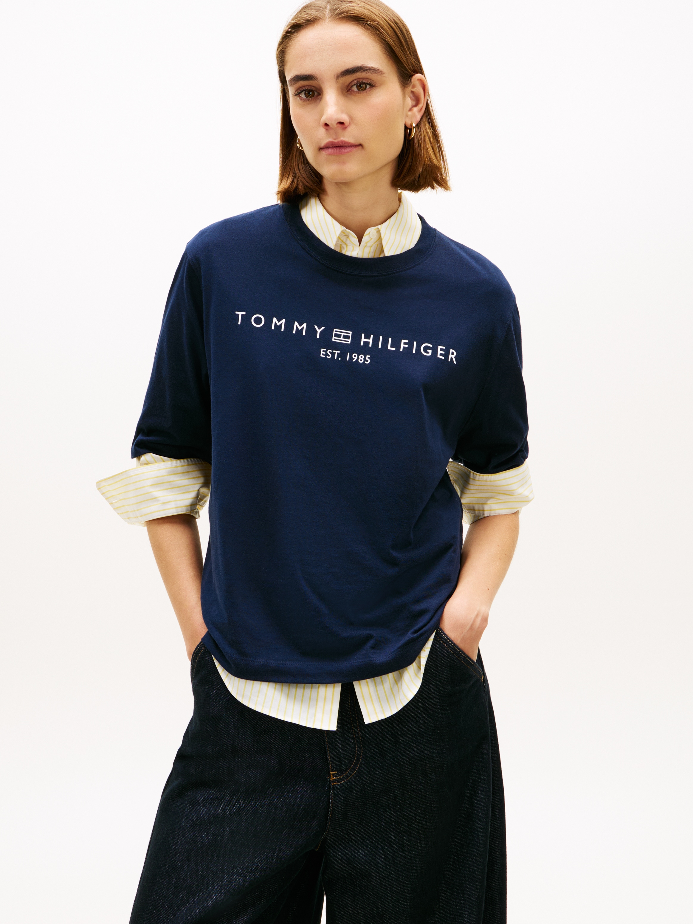 Tommy Hilfiger Langarmshirt »CORP LOGO TRAPEZE C-NK TEE«