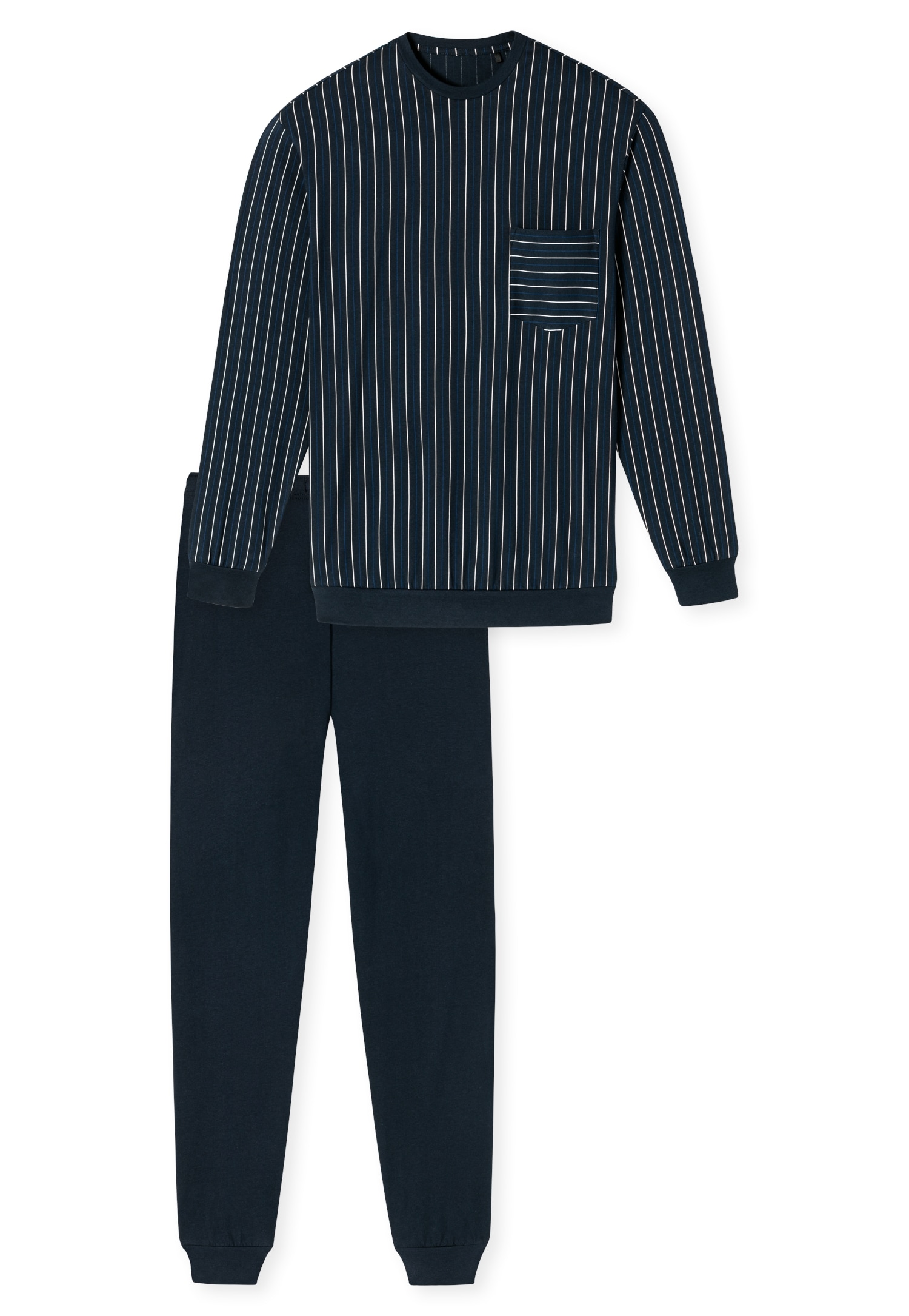Schiesser Pyjama »"Comfort Nightwear"«, (2 tlg.), gestreiftes Langarmshirt mit Rundhalsausschnitt