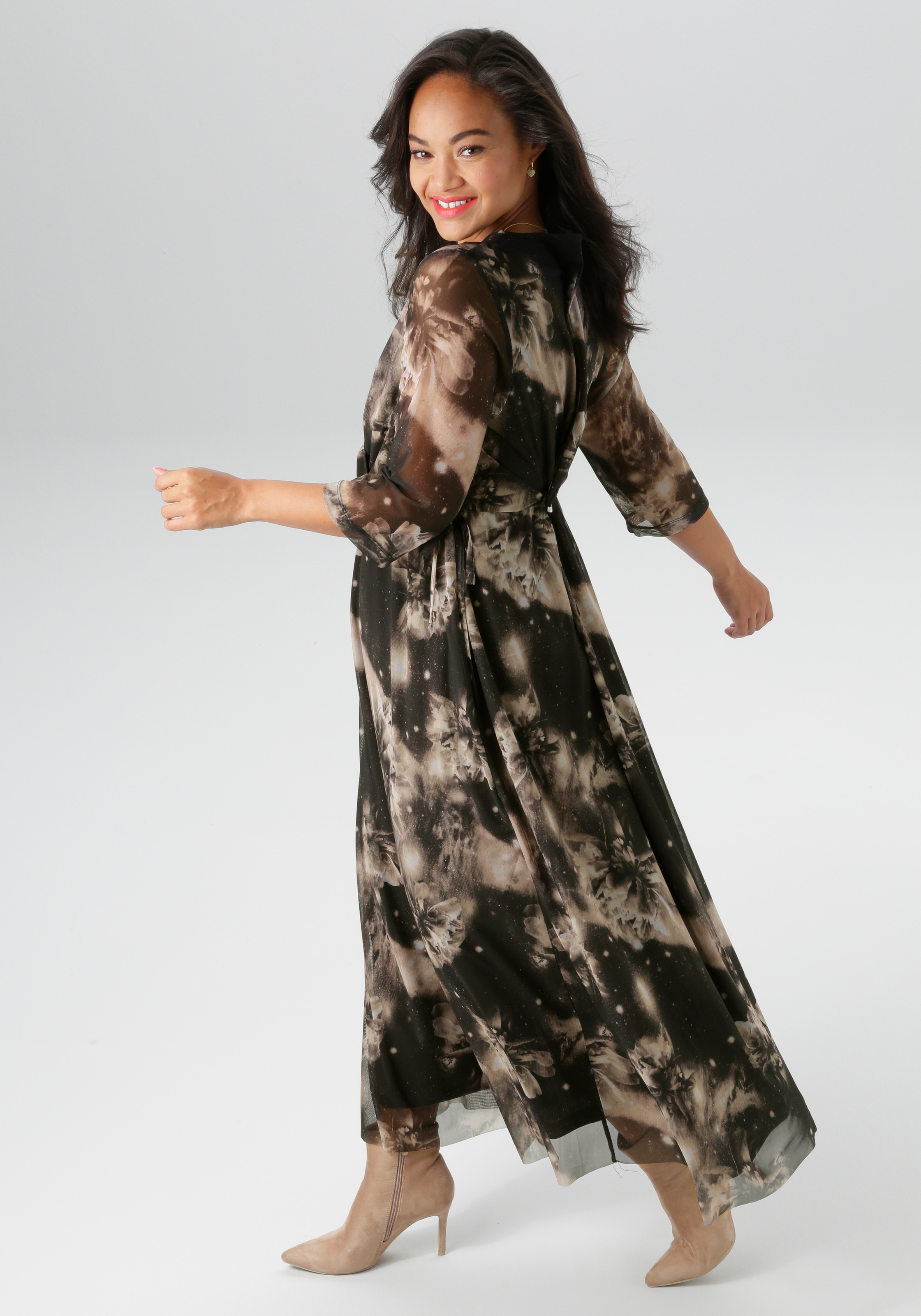 Aniston PLUS Midikleid In Mesh Qualität günstig online kaufen