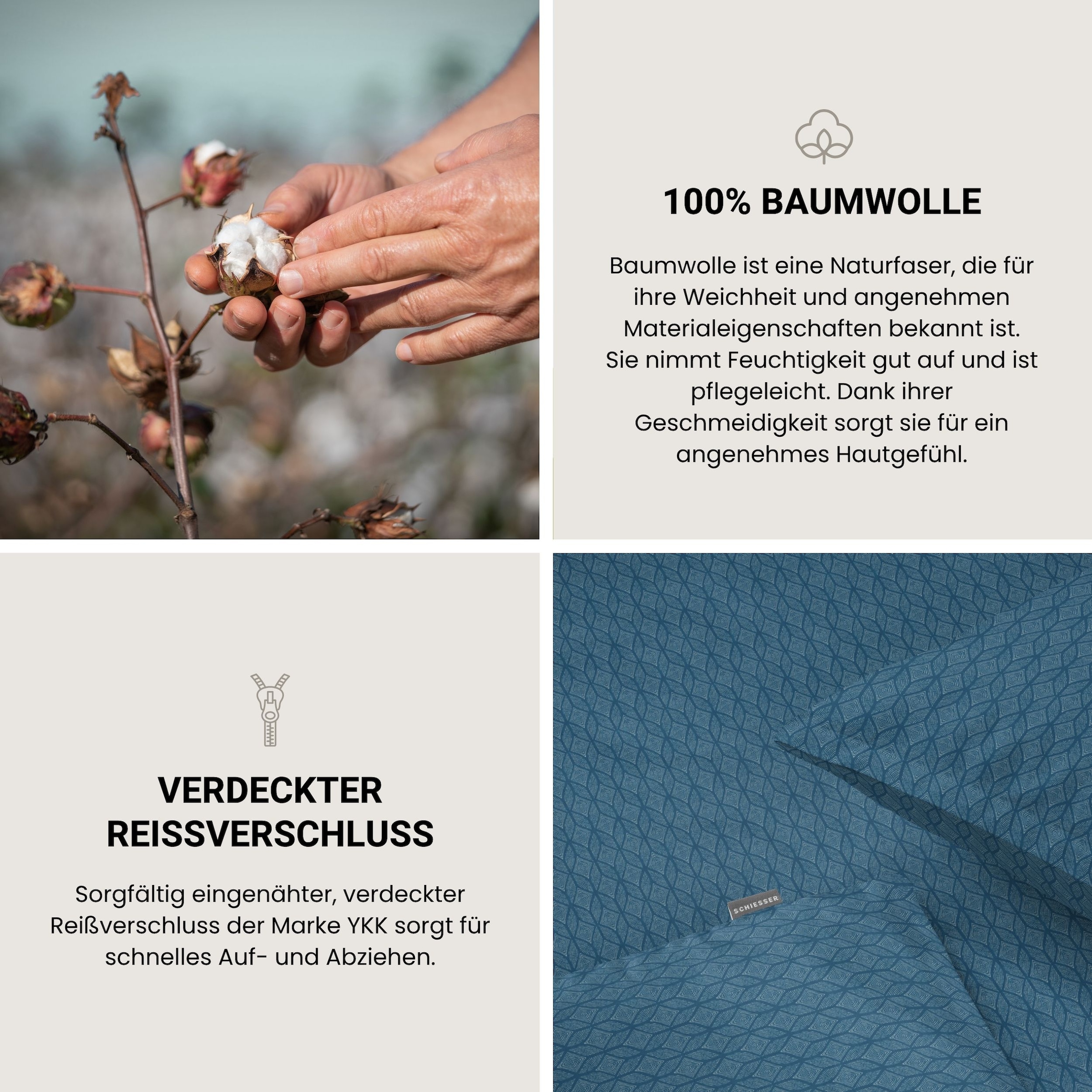 Schiesser Bettwäsche »Dotted Diamond aus weicher Baumwolle mit Grafikprint« 2 OEKO-TEX® MADE IN GREEN