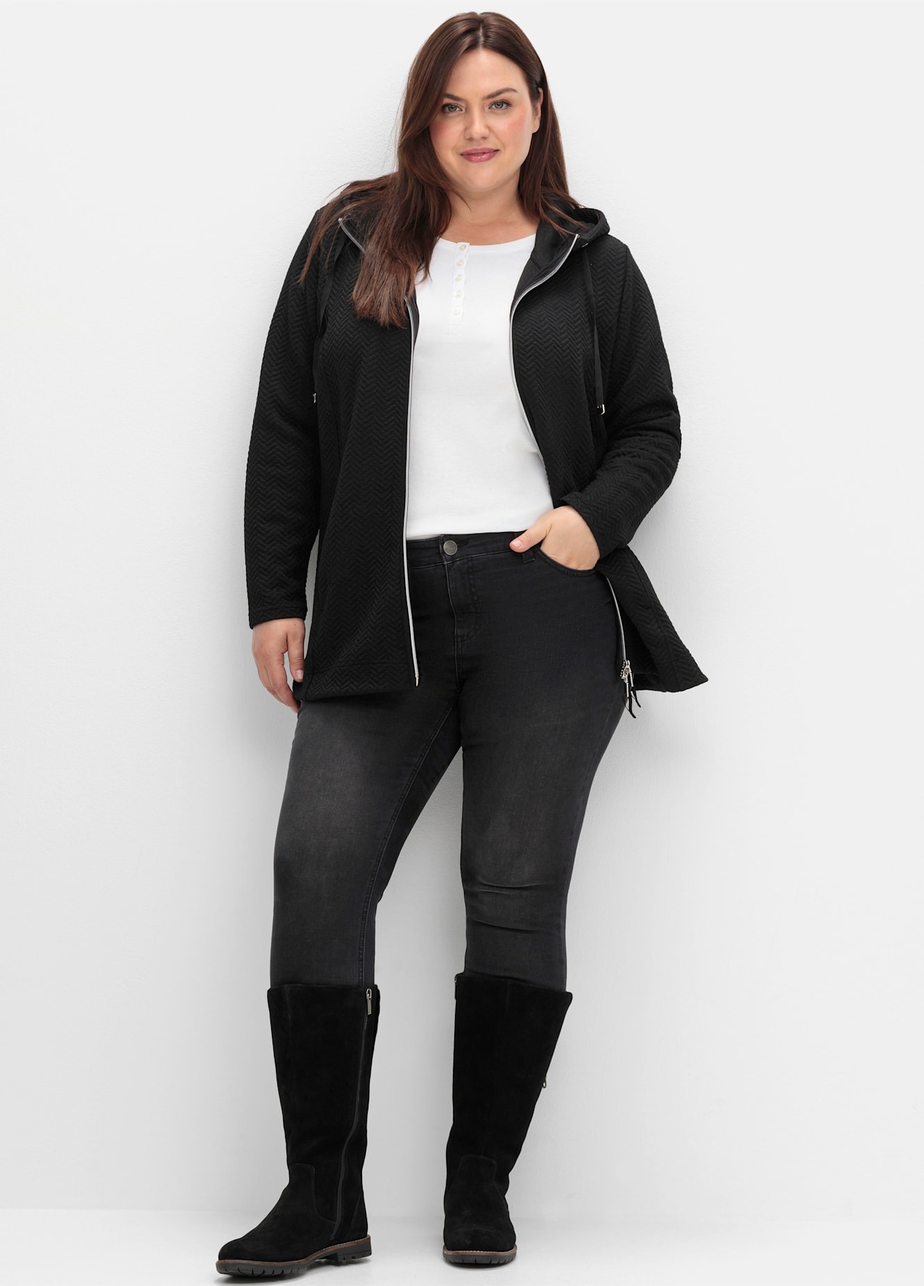 Sheego Shirtjacke "Sweatjacke" 1 Stk. tlg. günstig online kaufen