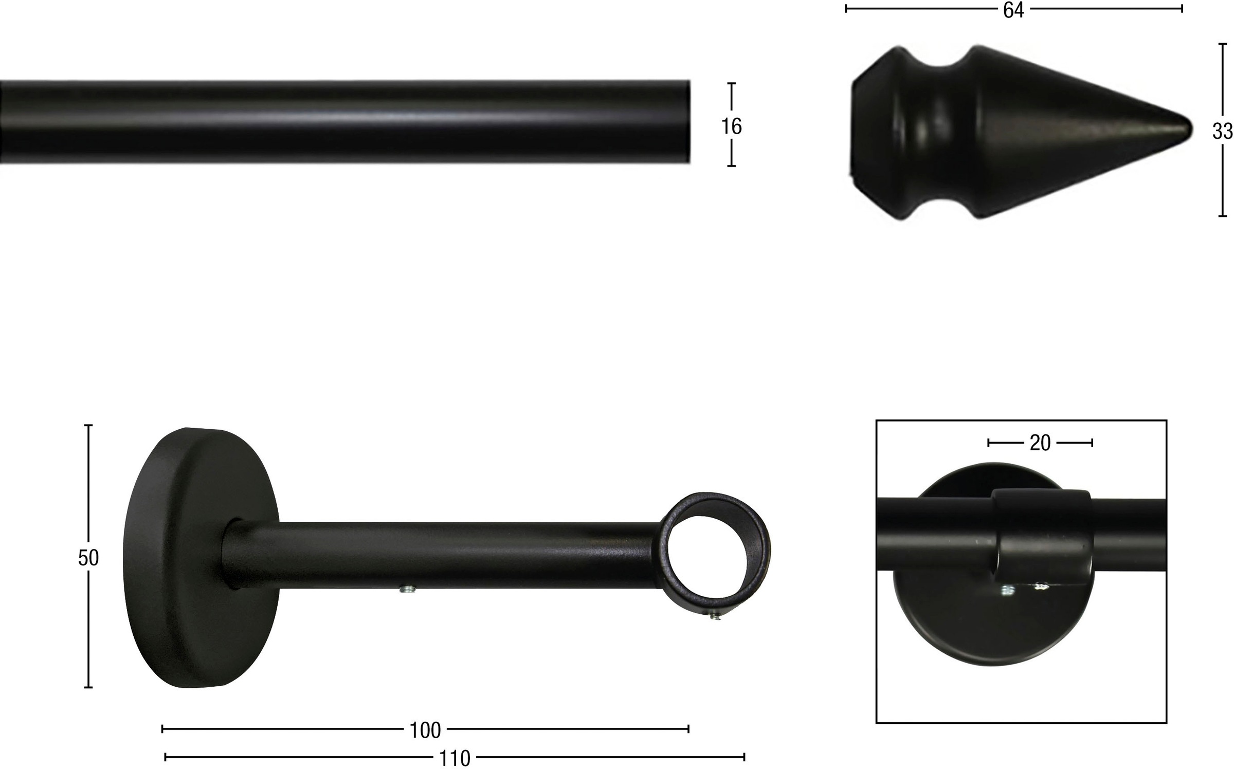 Thumbnail - GARESA Gardinenstange "SPYRNA" Ø 16 mm 1 läufig-läufig Wunschmaßlänge Vorhanggarnitur, verlängerbar, Spitze, ohne Ringe